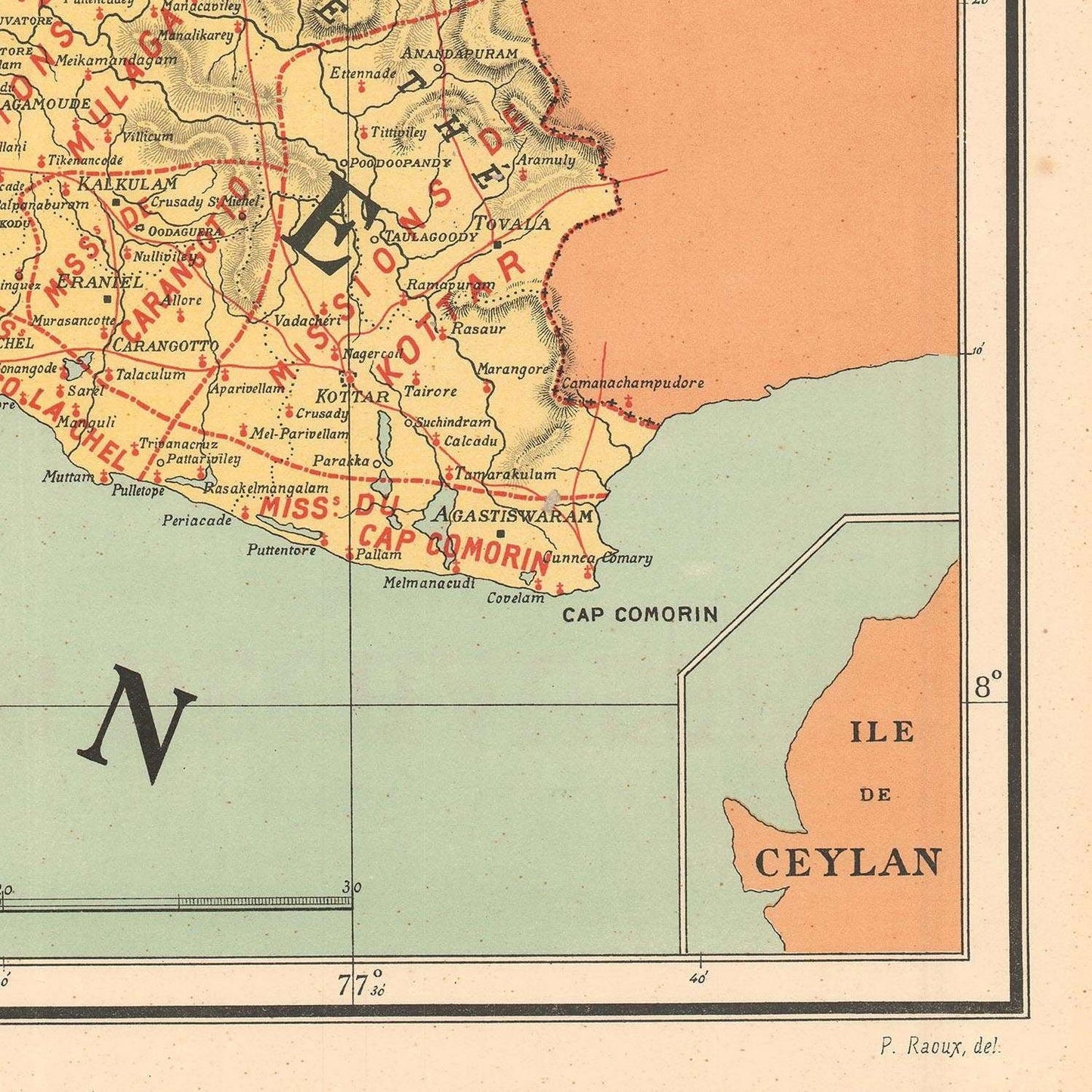 detail of the map from the bottom right corner