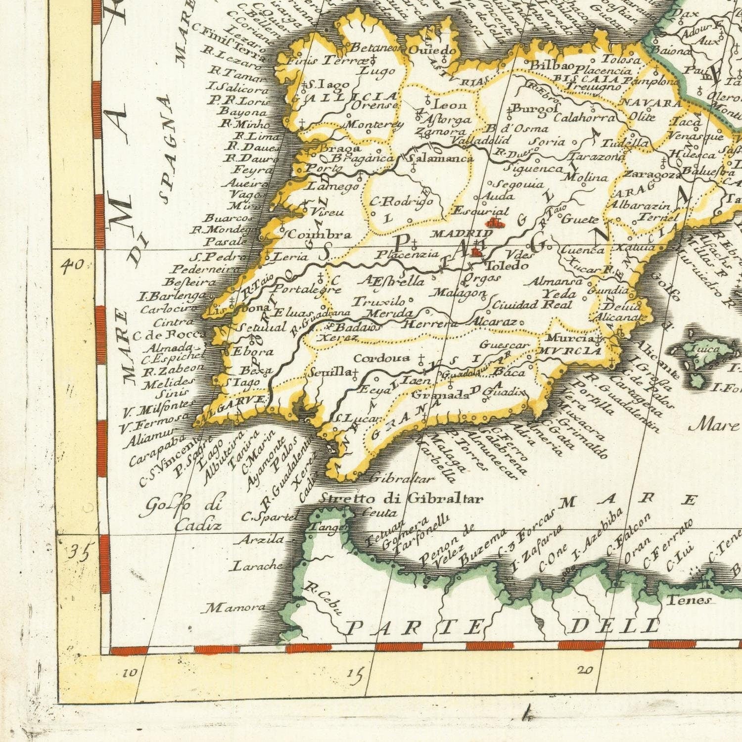 detail of the map from the bottom left corner