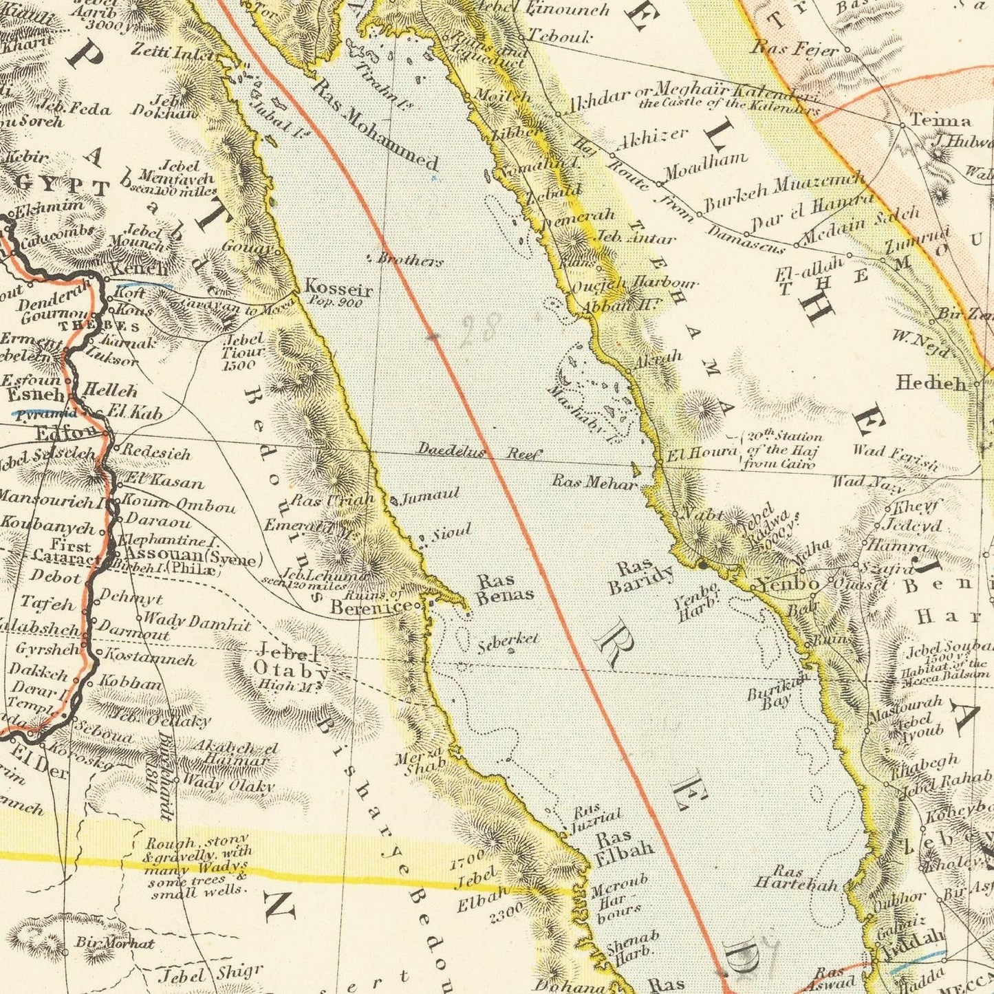 detail of the map from the centre left