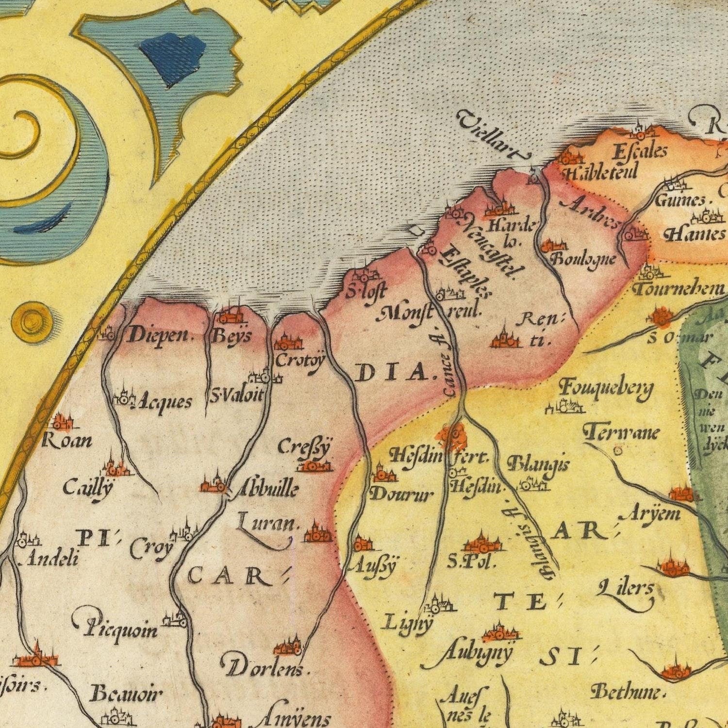 detail of the map from the centre left