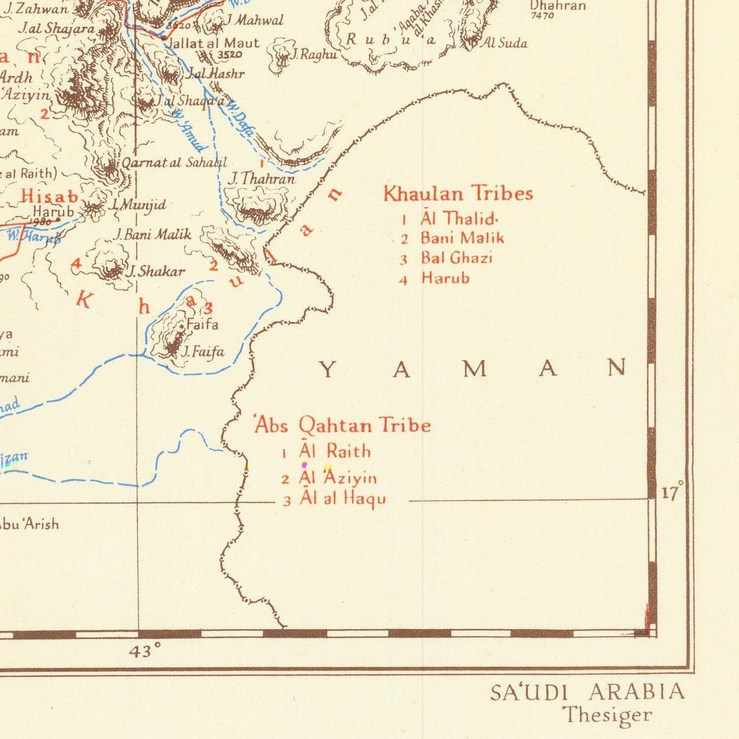 detail of the map from the bottom right corner