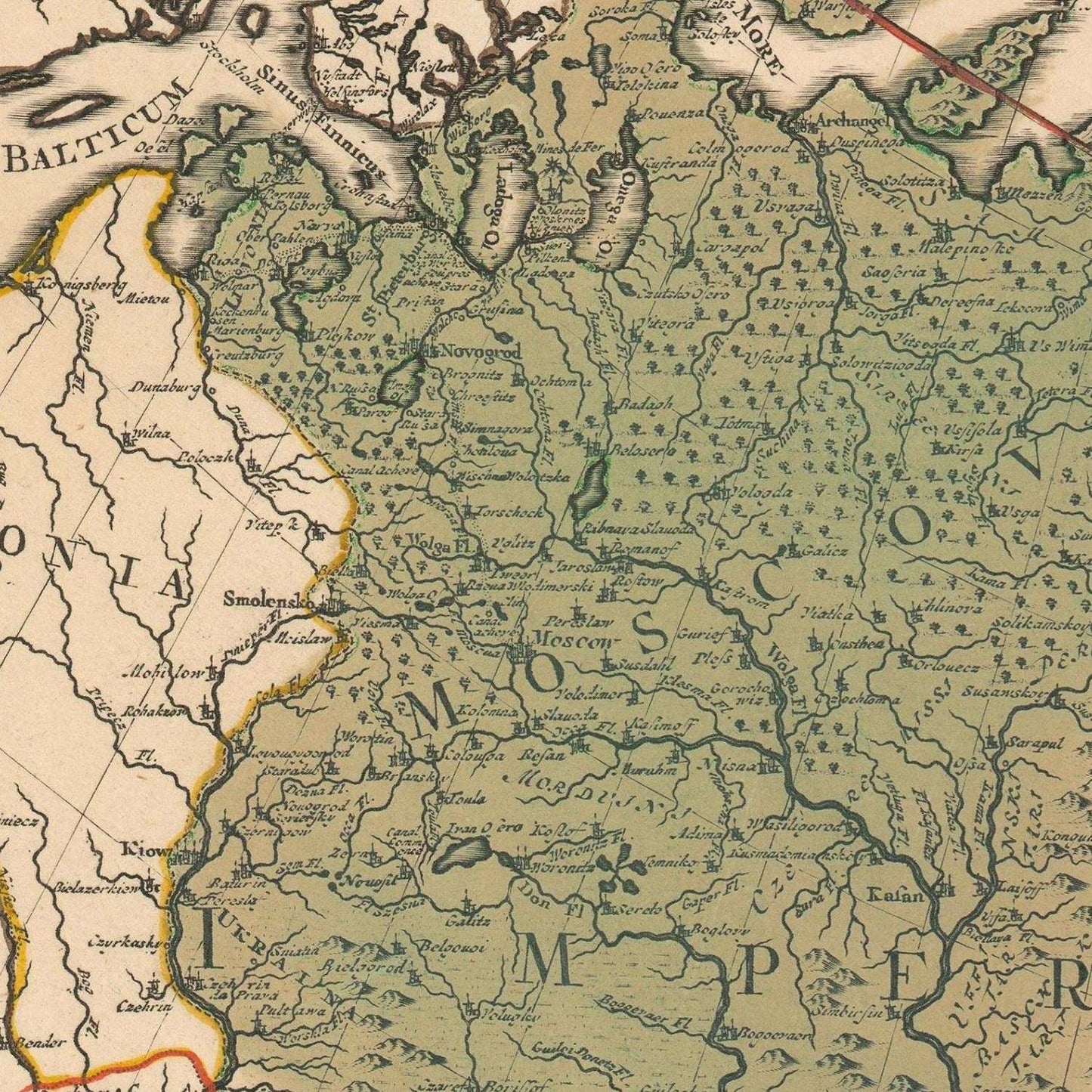 detail of the map from the centre 