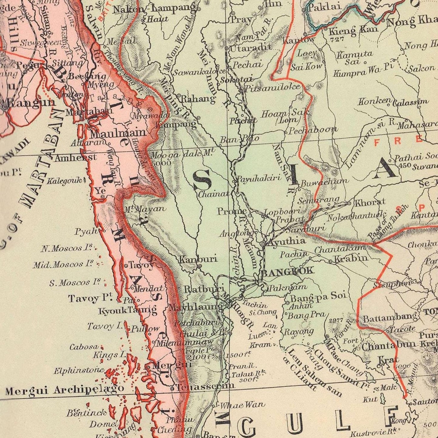 detail of the map from the centre 