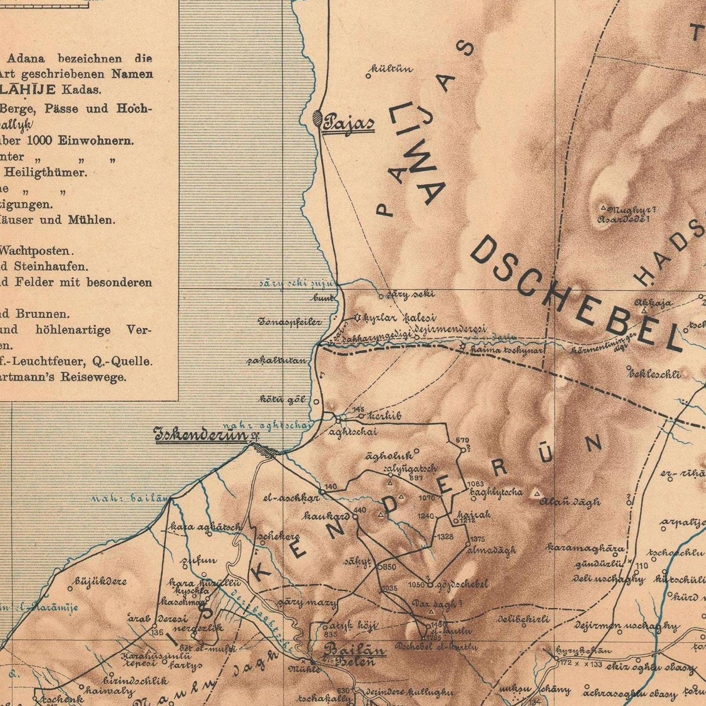 detail of the map from the centre left