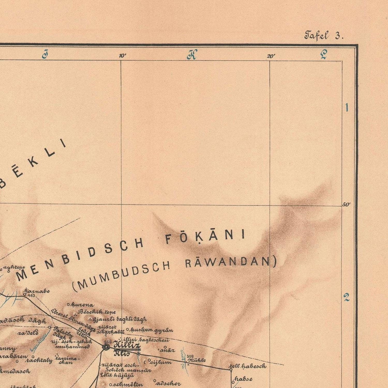 detail of the map from the top right corner