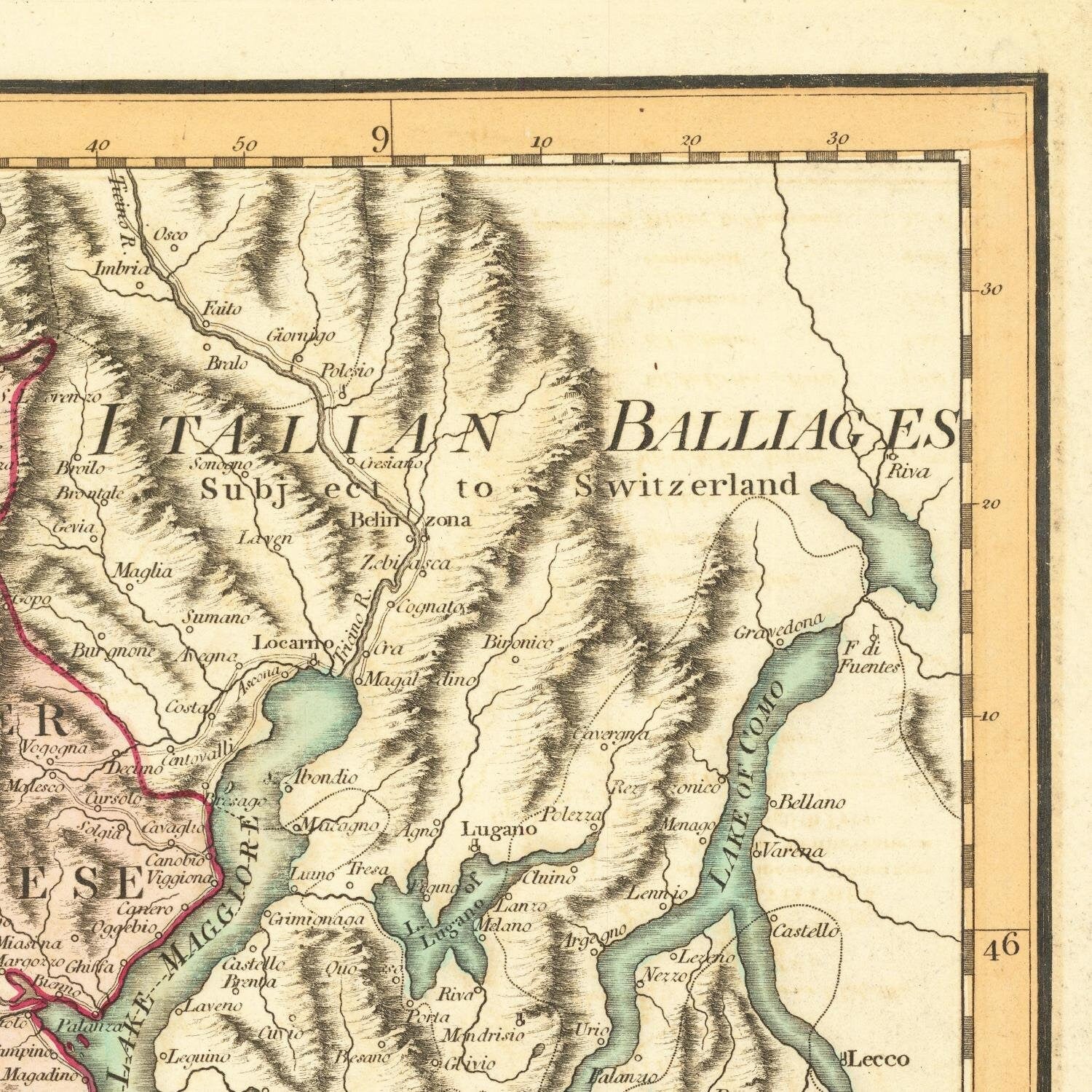 detail of the map from the top right corner