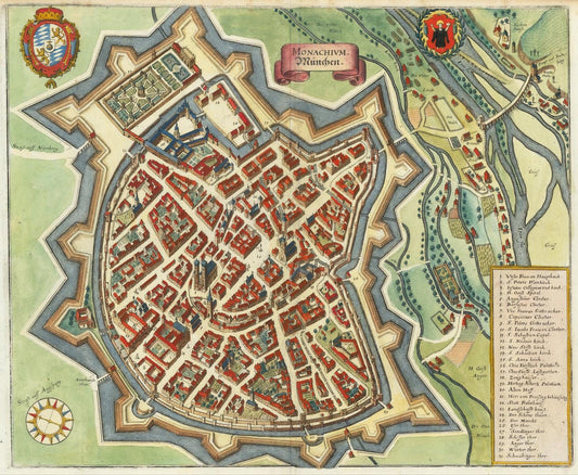 Ancient map of Munchen, 1636