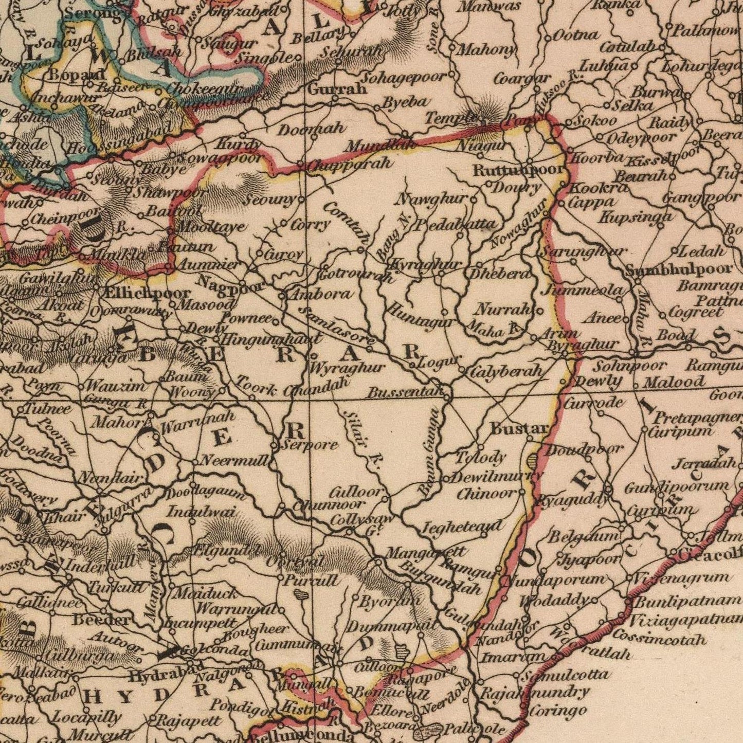 detail of the map from the centre 