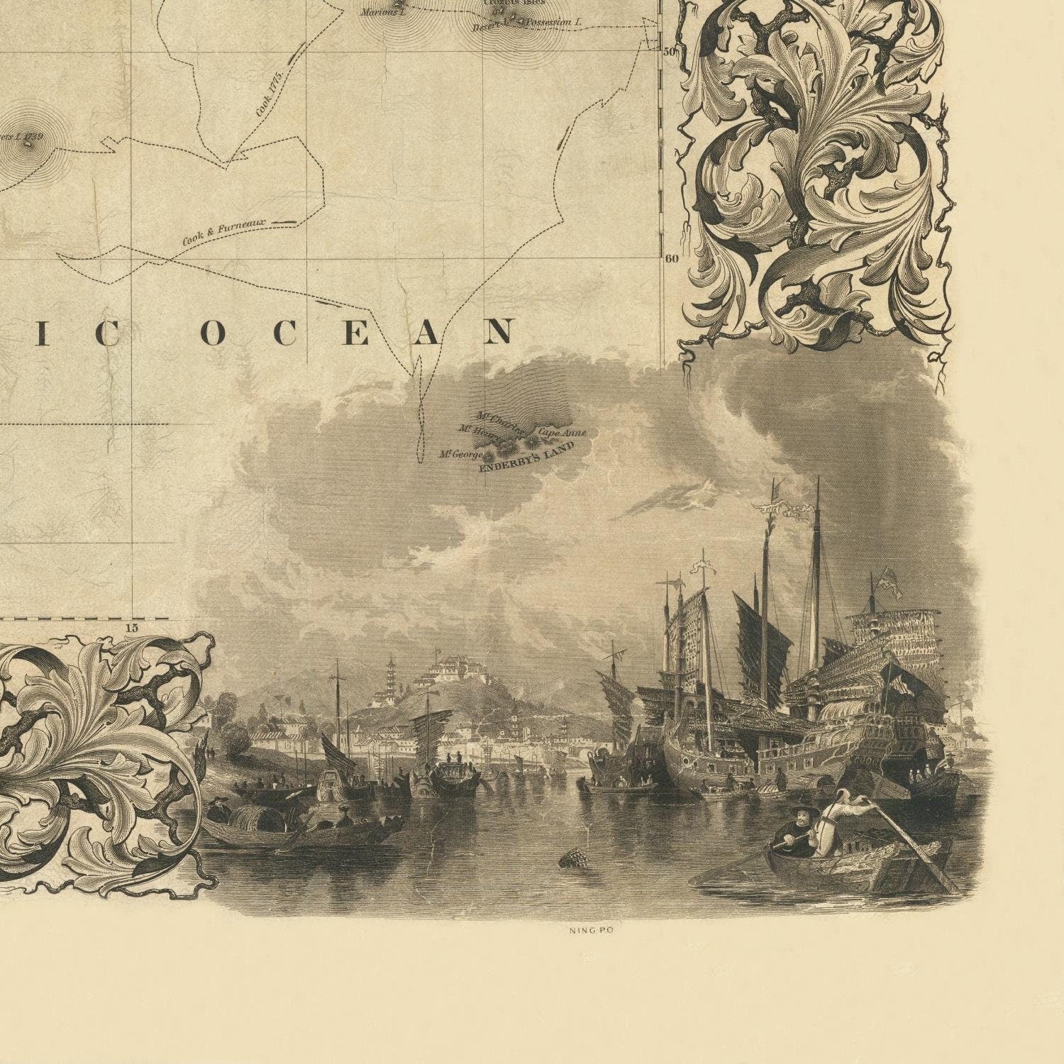 detail of the map from the bottom right corner