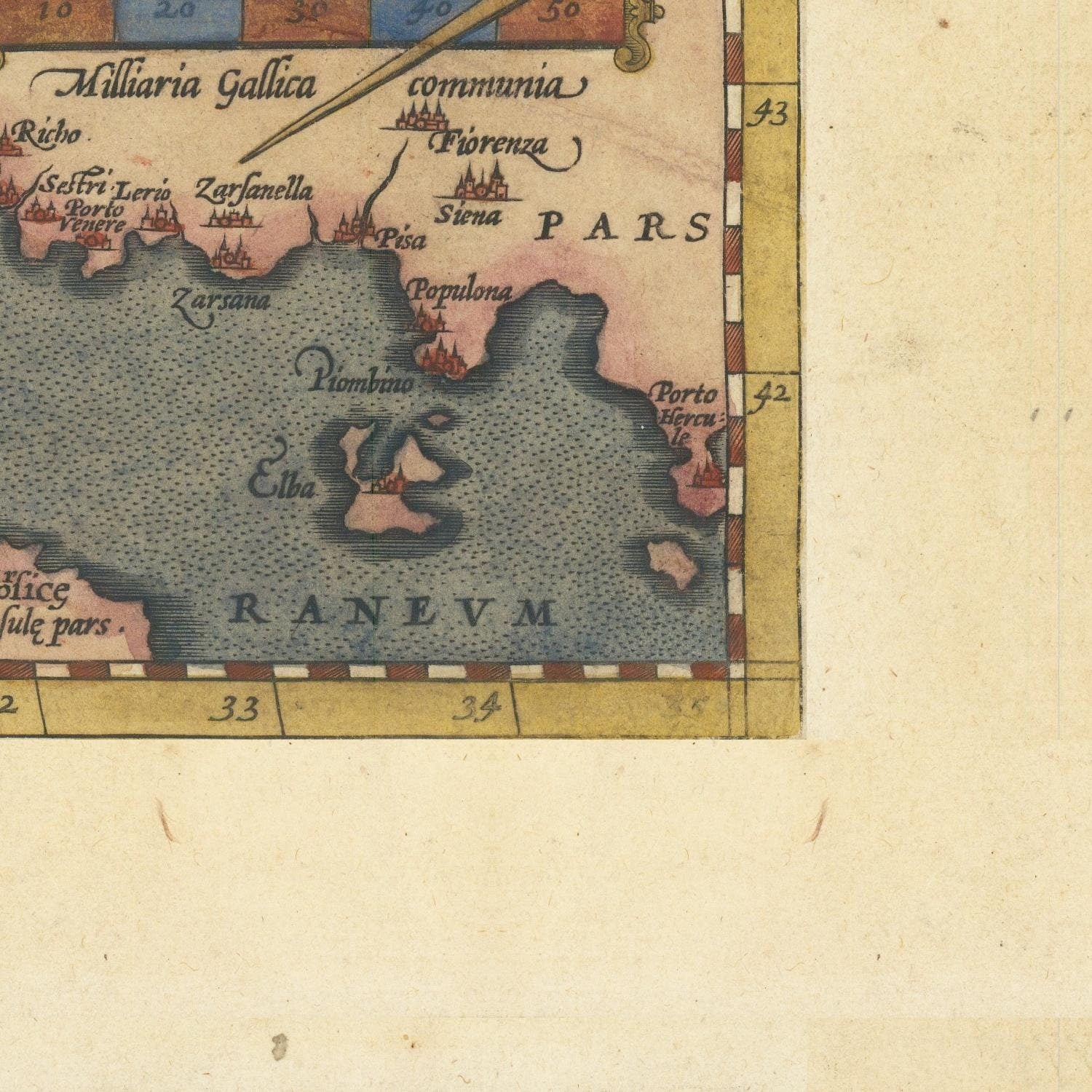 detail of the map from the bottom right corner