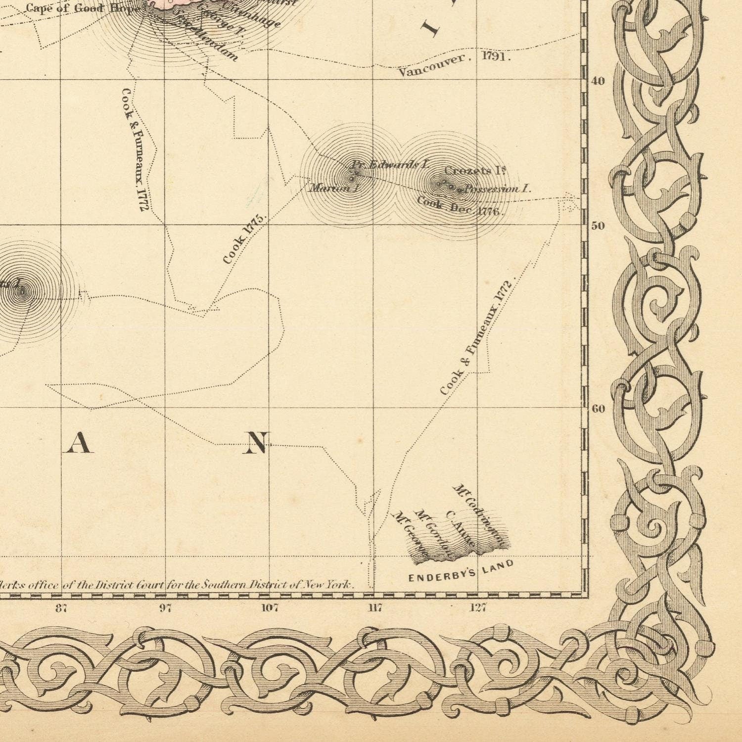 detail of the map from the bottom right corner