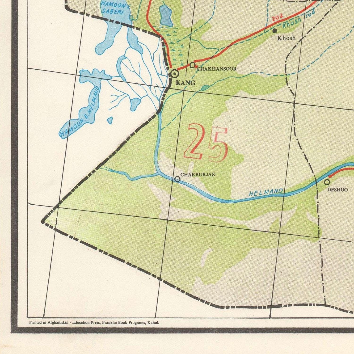 detail of the map from the bottom left corner