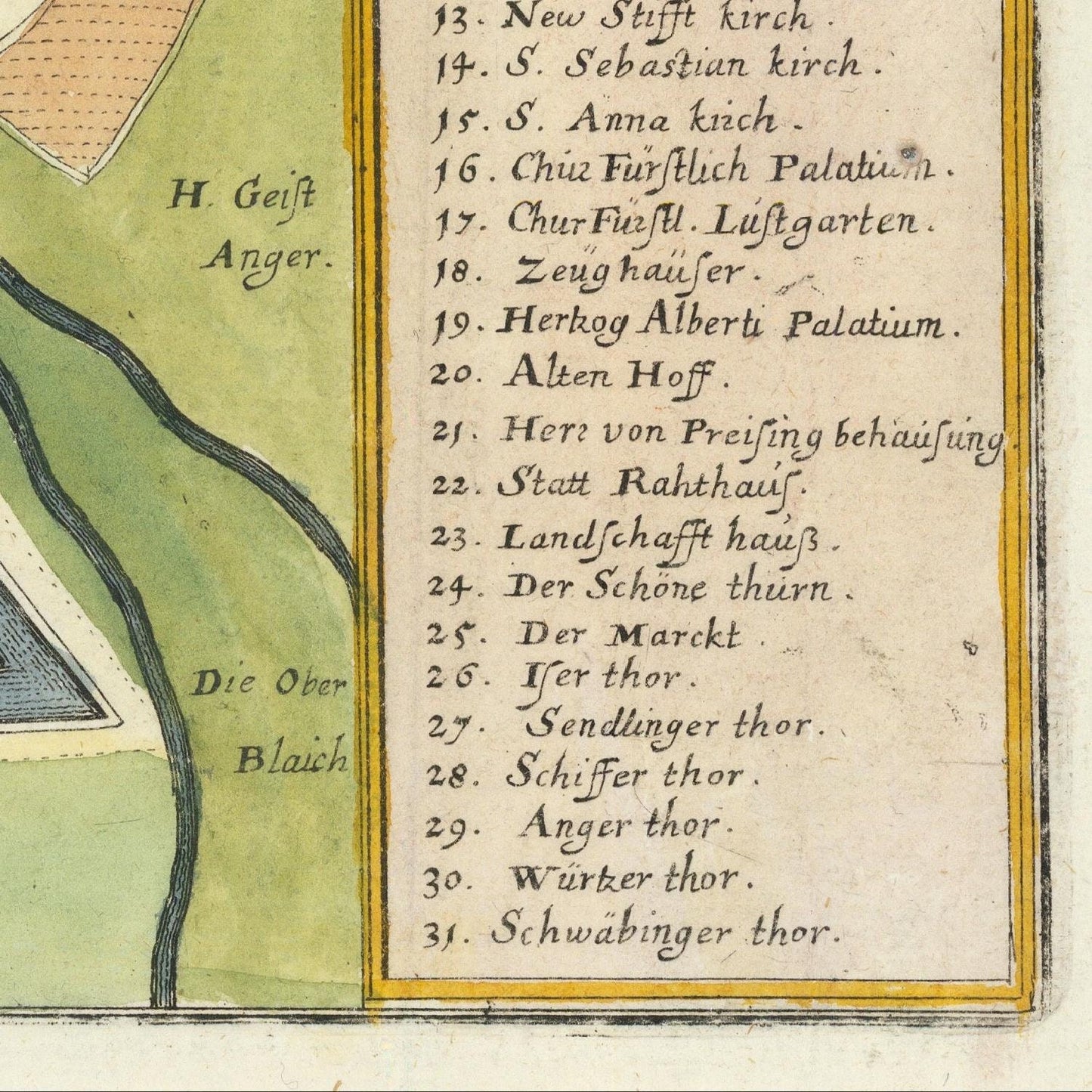 Ancient map of Munchen, 1636