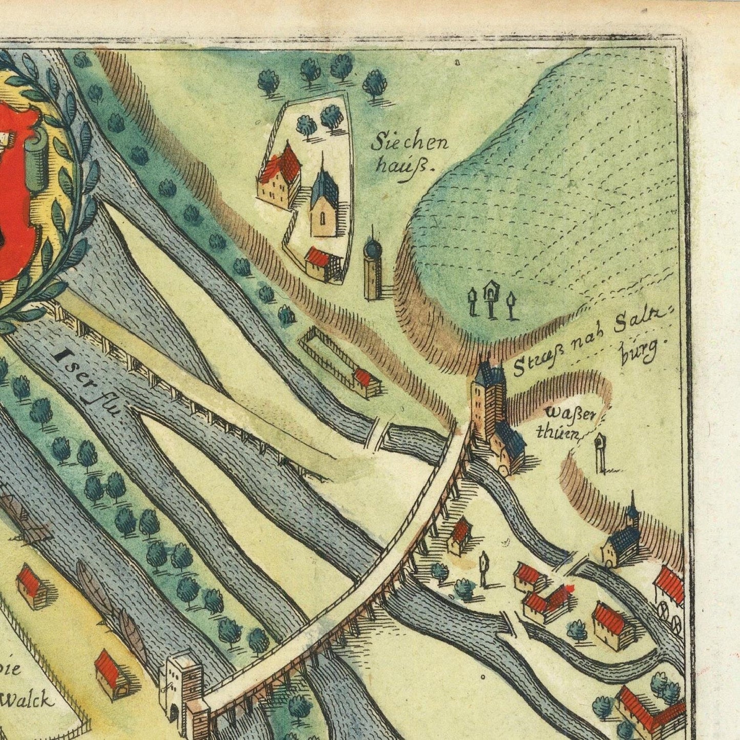 Ancient map of Munchen, 1636