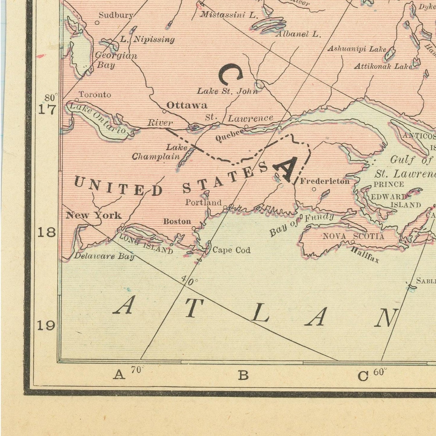 detail of the map from the bottom left corner