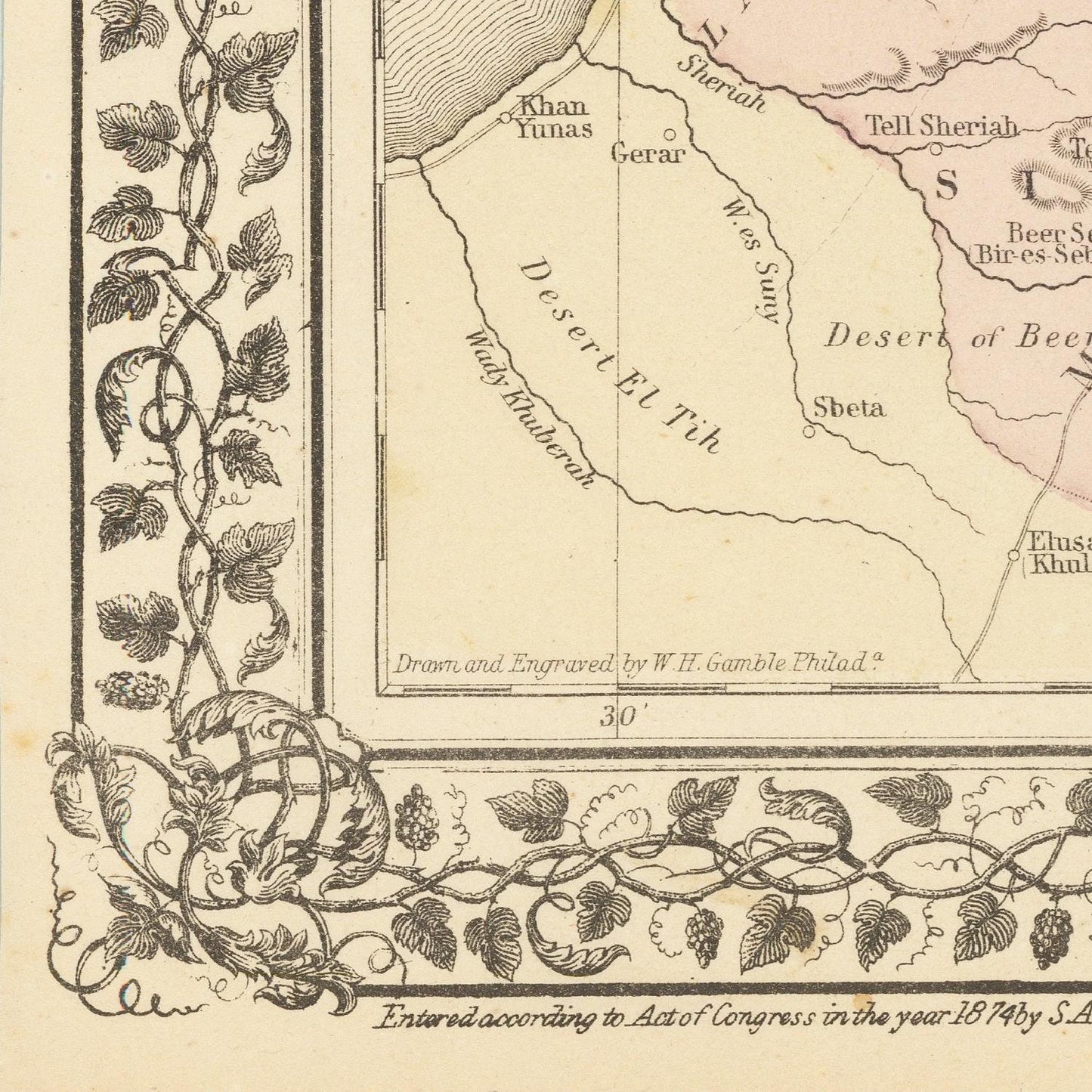 detail of the map from the bottom left corner