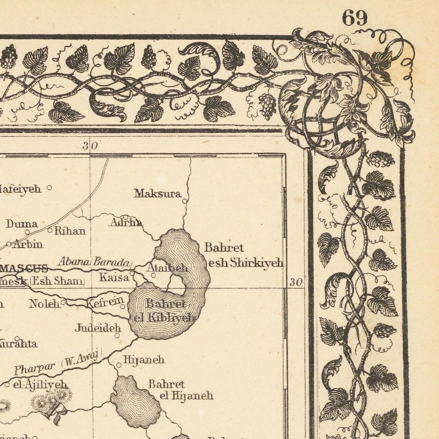 detail of the map from the top right corner