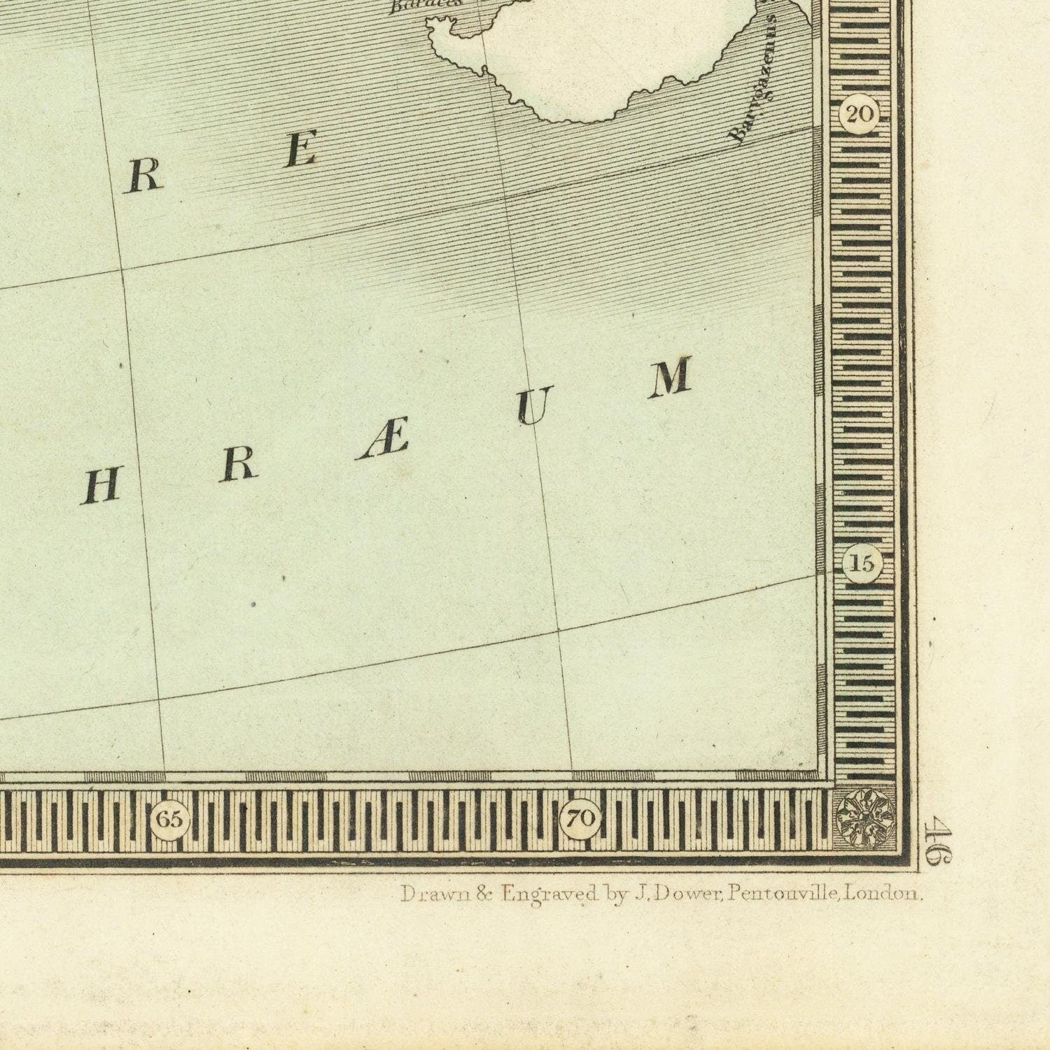 detail of the map from the bottom right corner