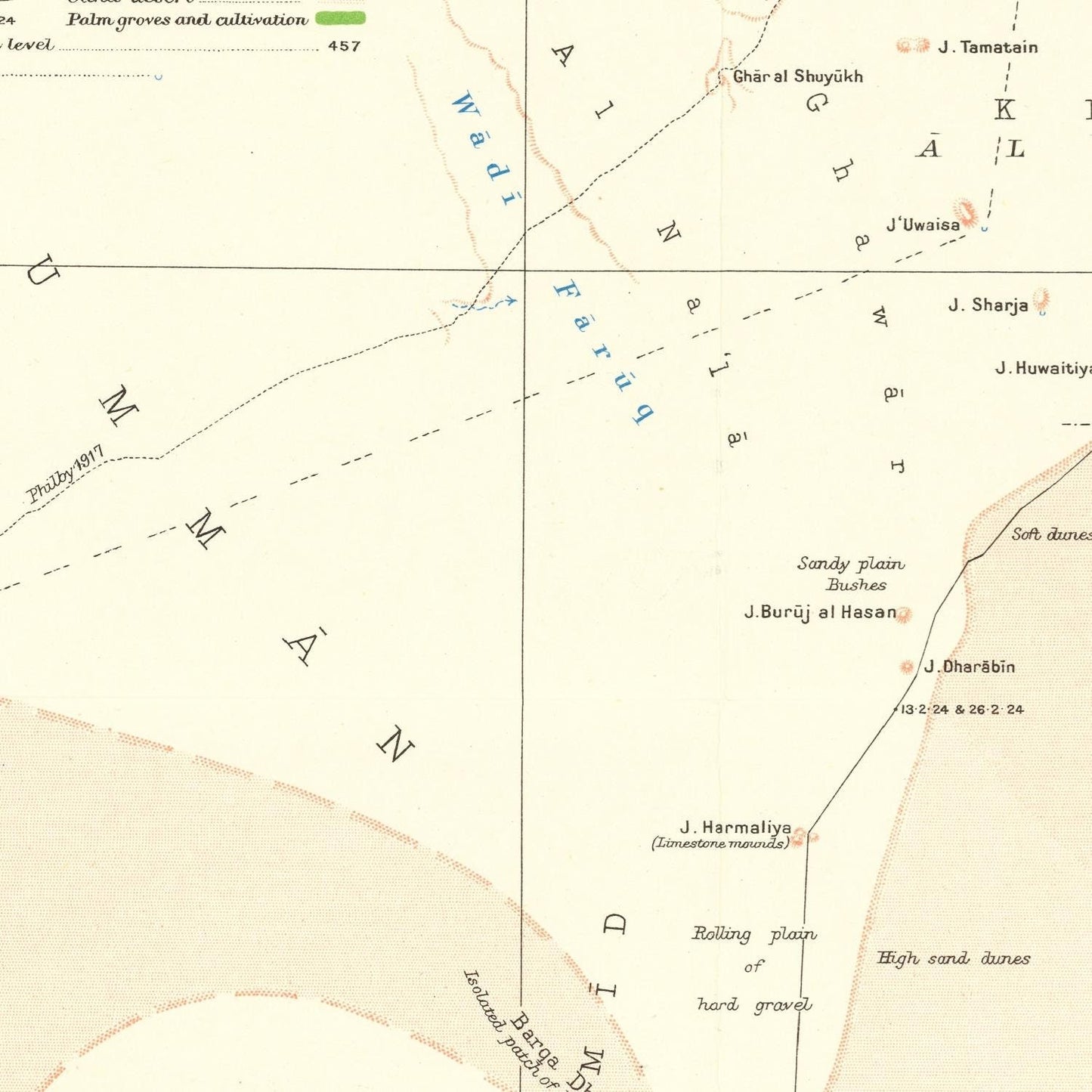 detail of the map from the centre left