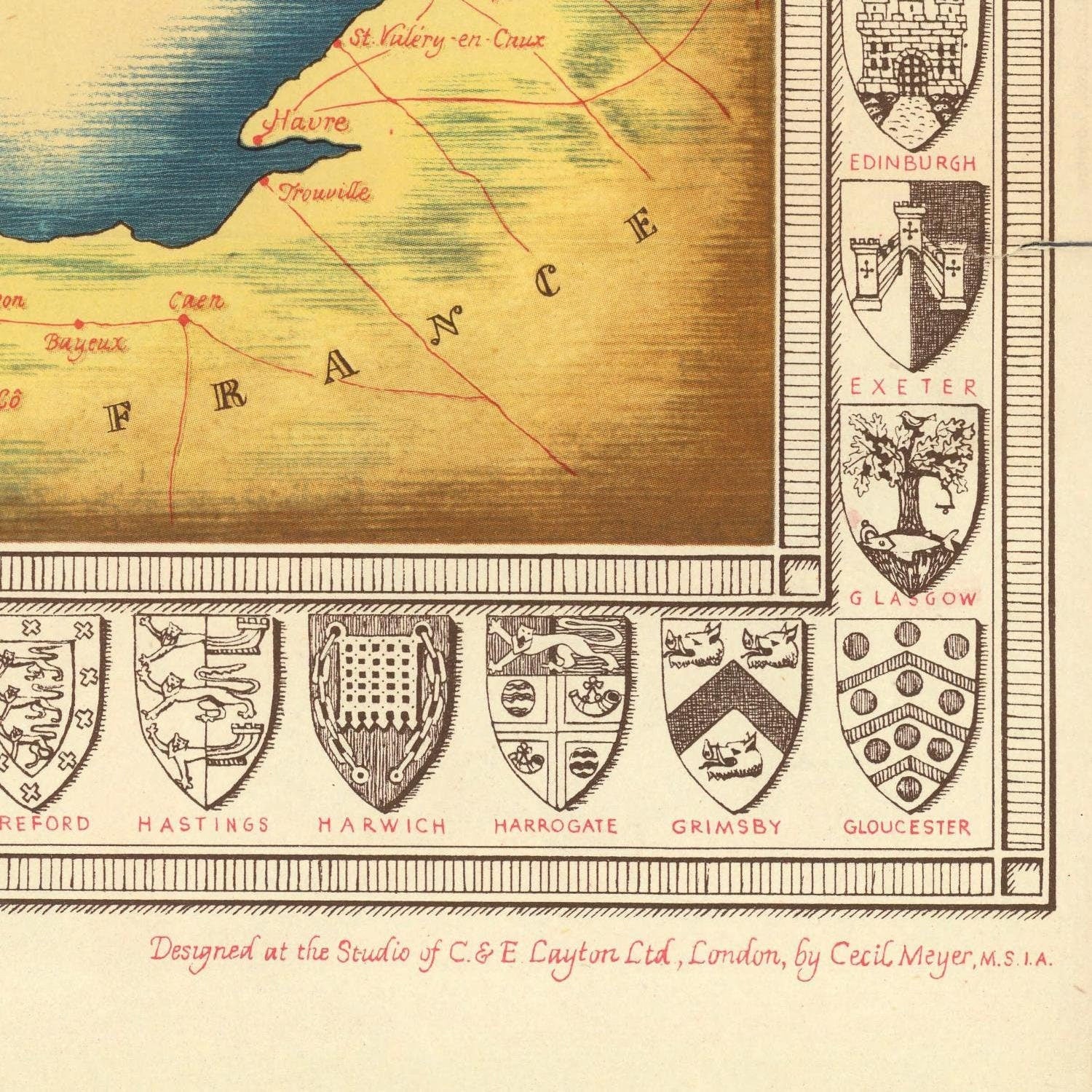 detail of the map from the bottom right corner