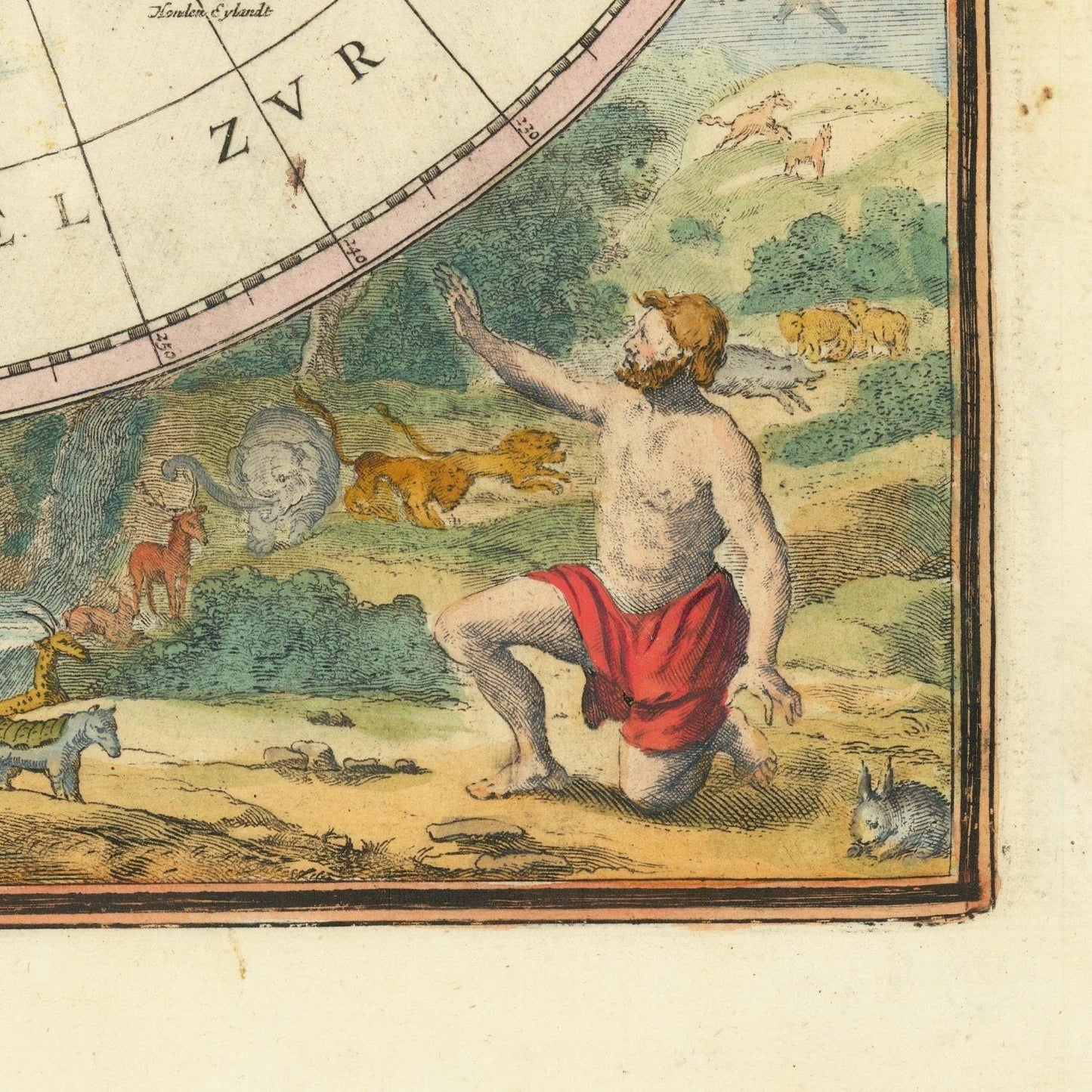 detail of the map from the bottom right corner