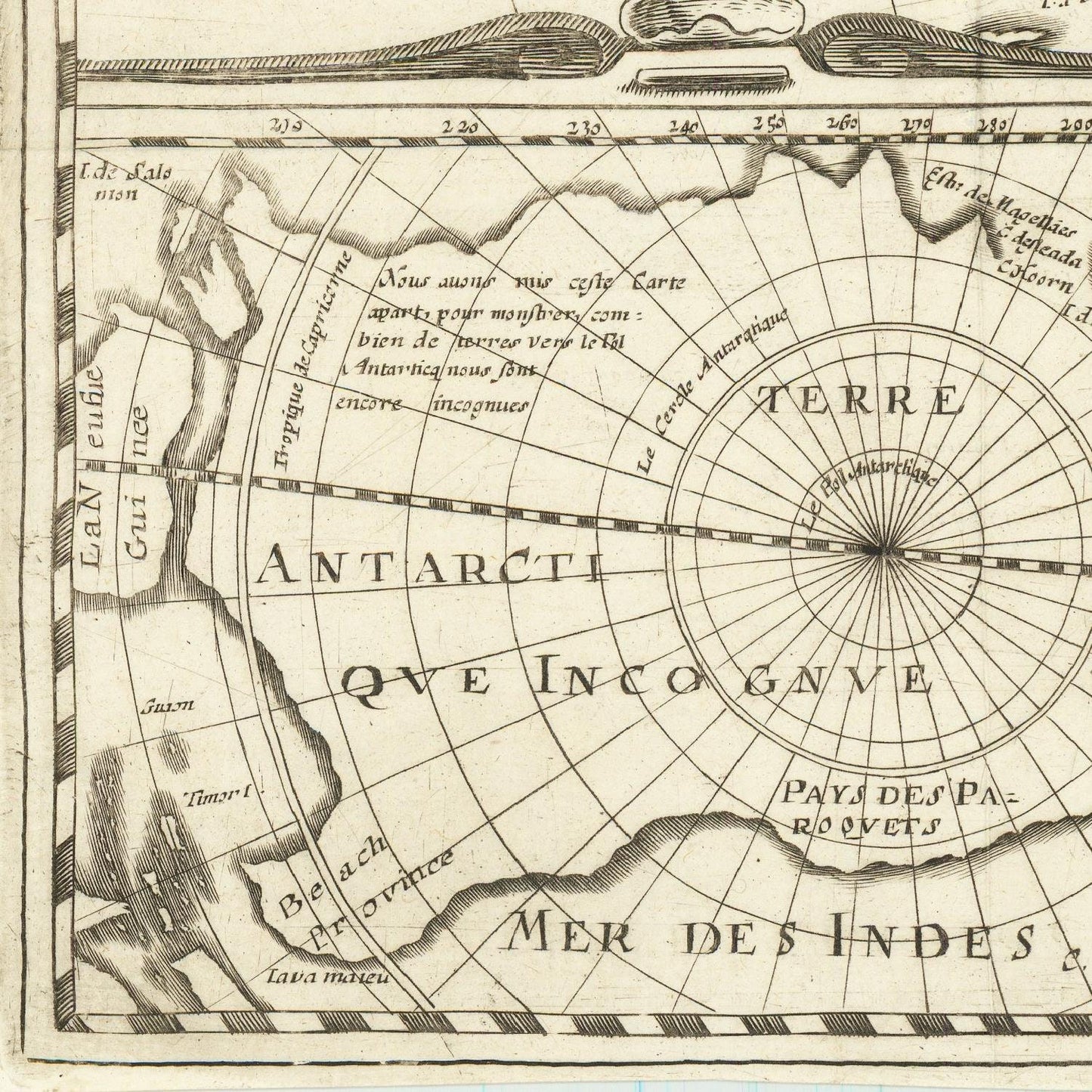 detail of the map from the bottom left corner