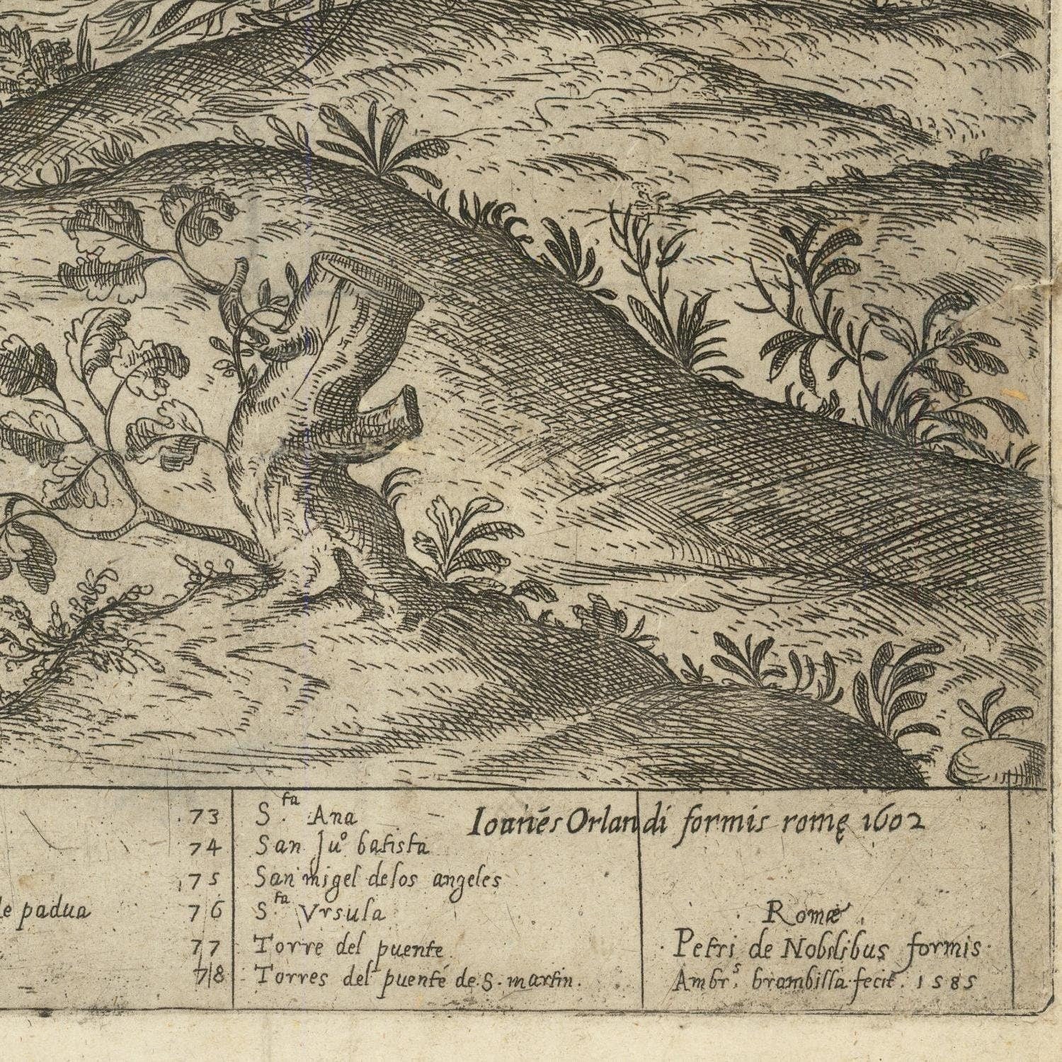 detail of the map from the bottom right corner