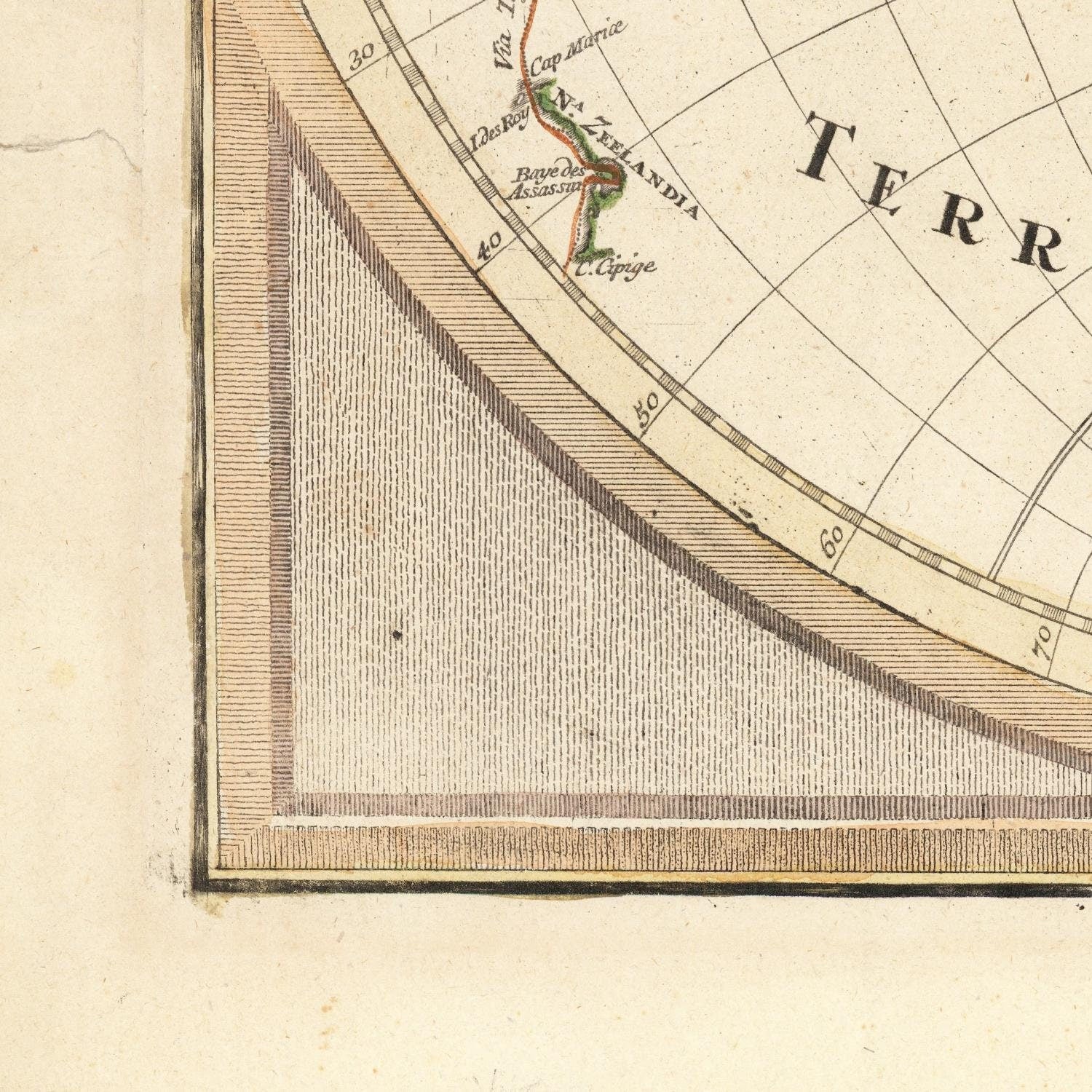 detail of the map from the bottom left corner