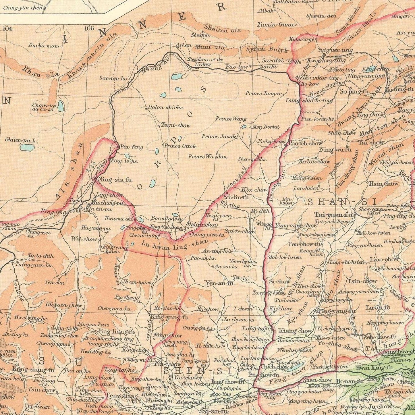 detail of the map from the centre left