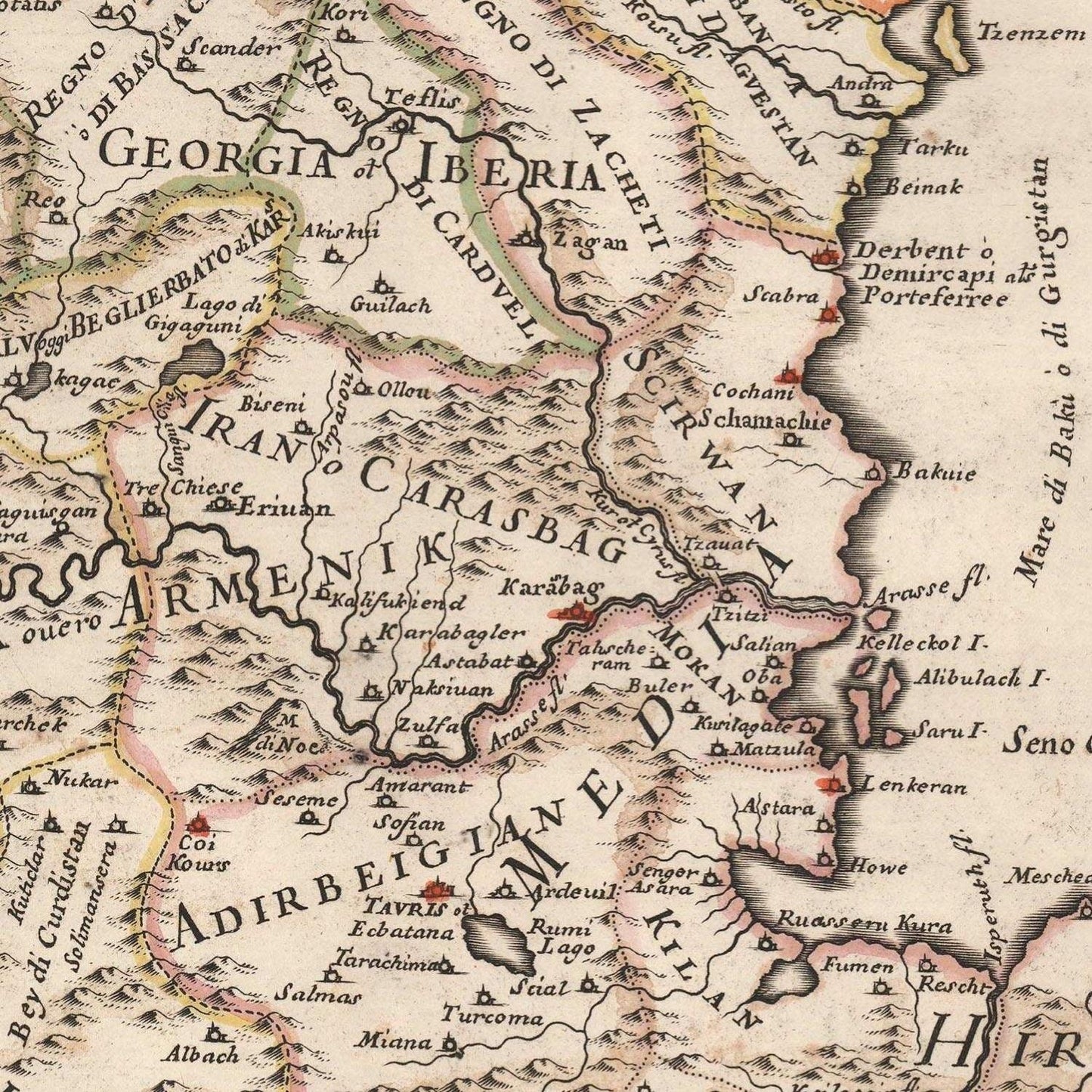 detail of the map from the centre left