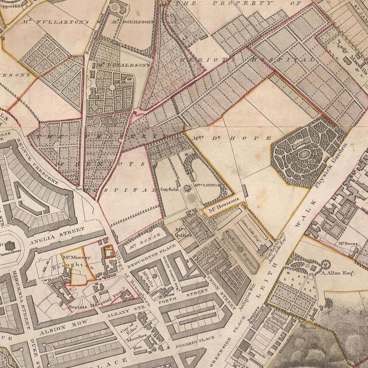 detail of the map from the centre 