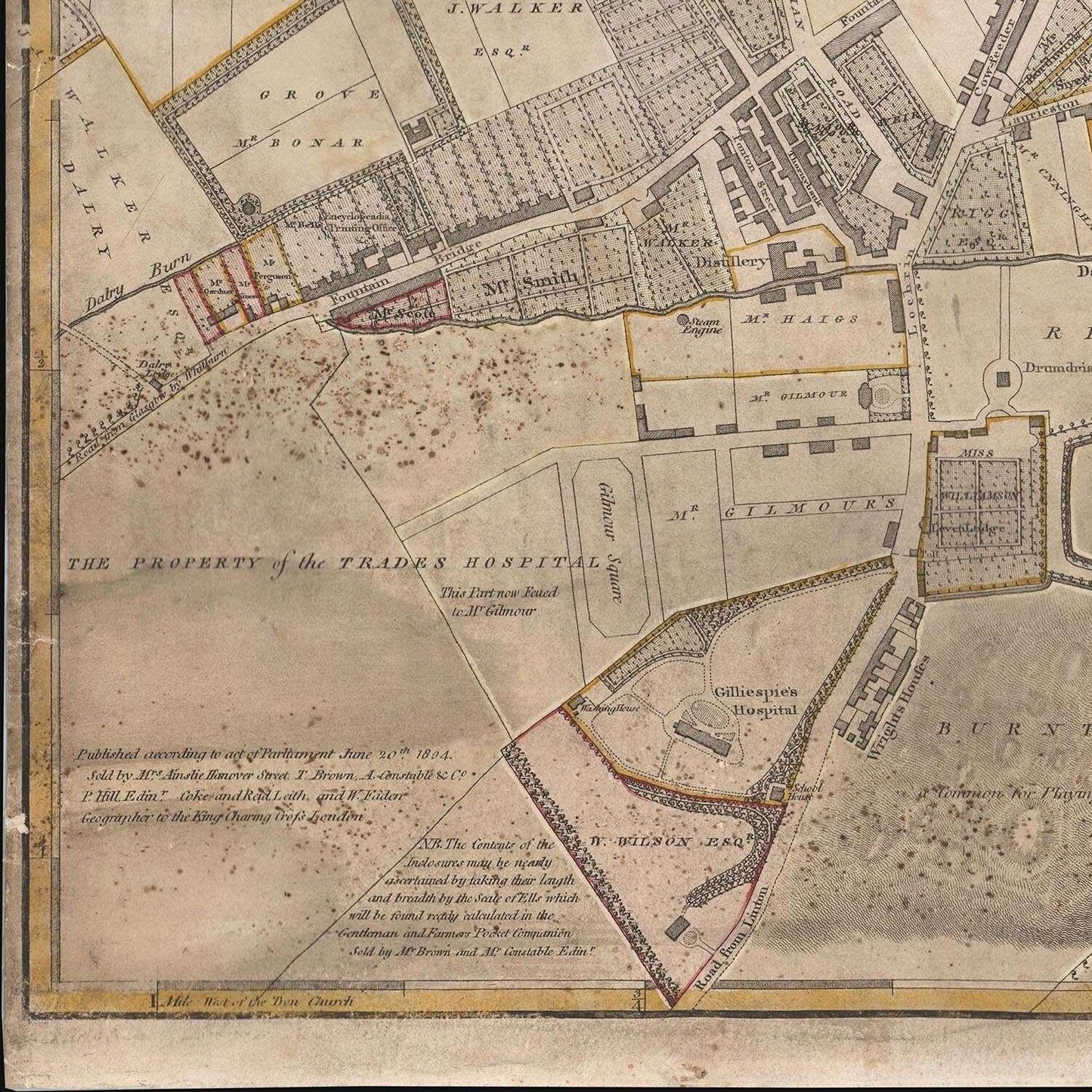 detail of the map from the bottom left corner