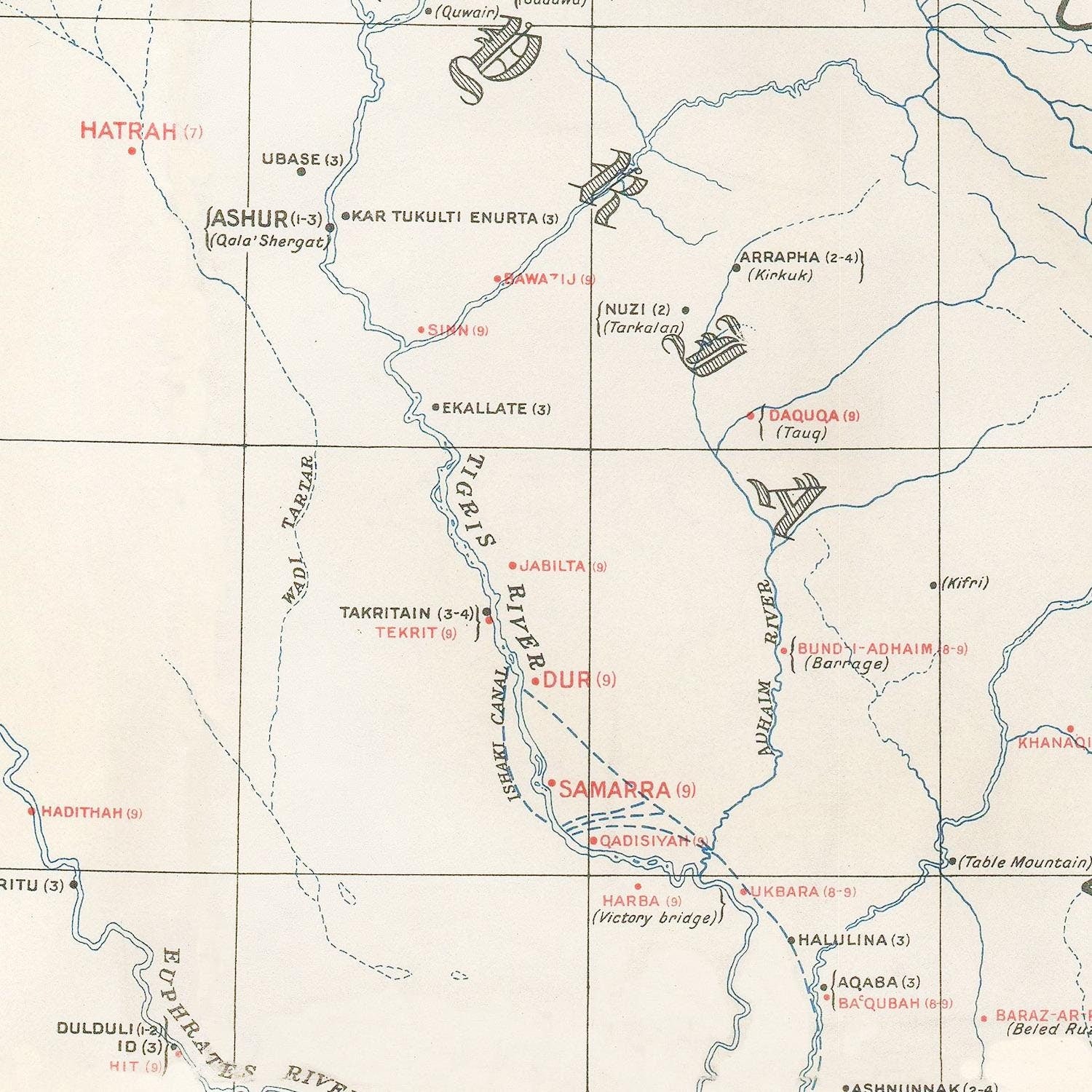 detail of the map from the centre left