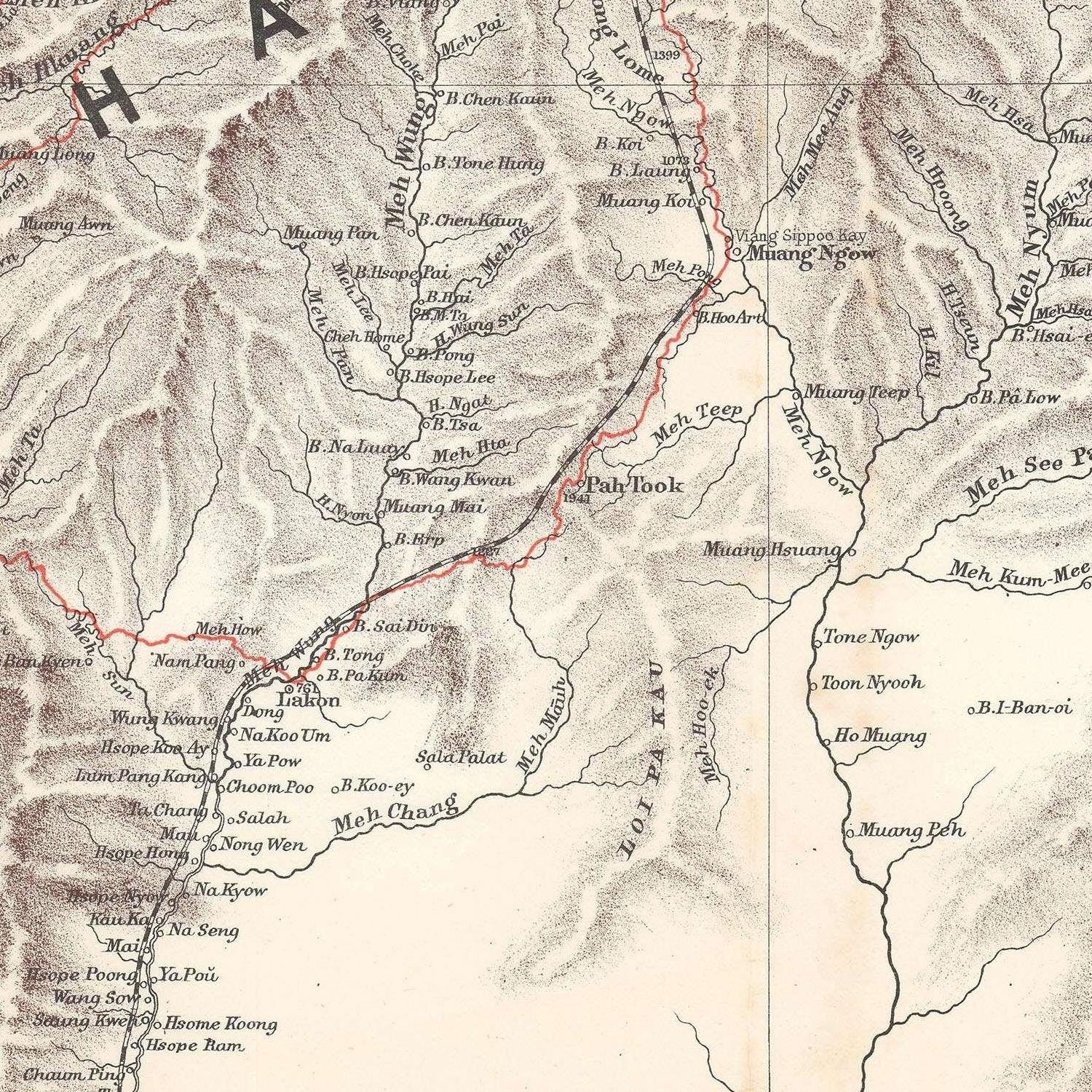 detail of the map from the centre 