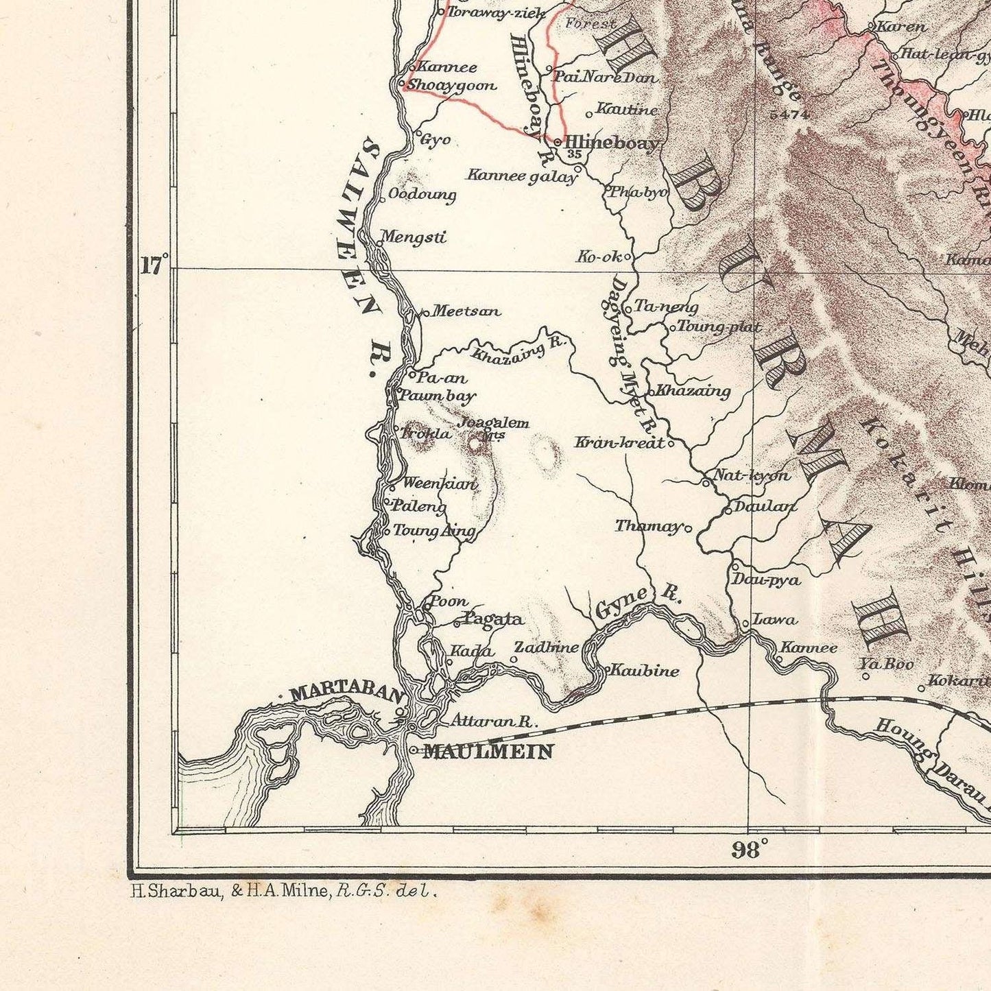 detail of the map from the bottom left corner