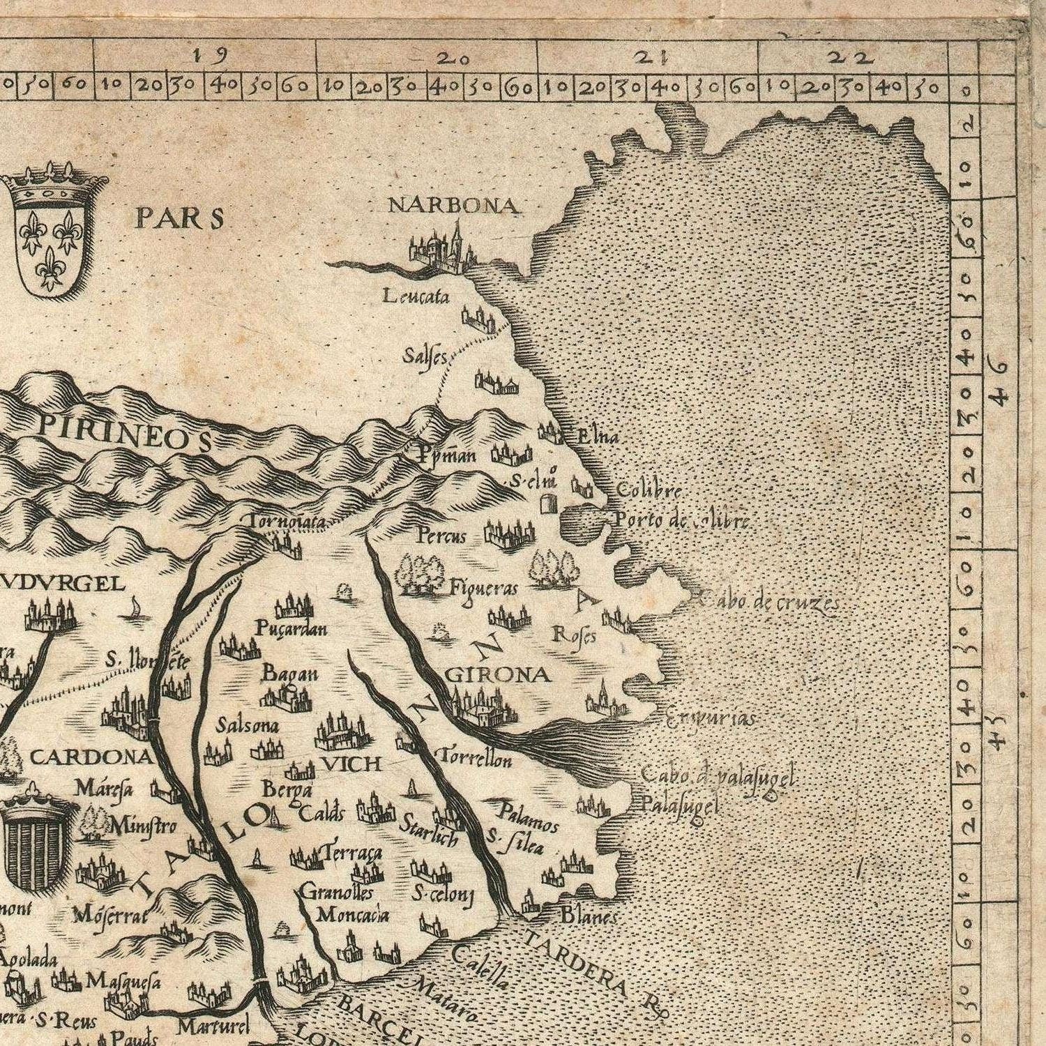 detail of the map from the top right corner