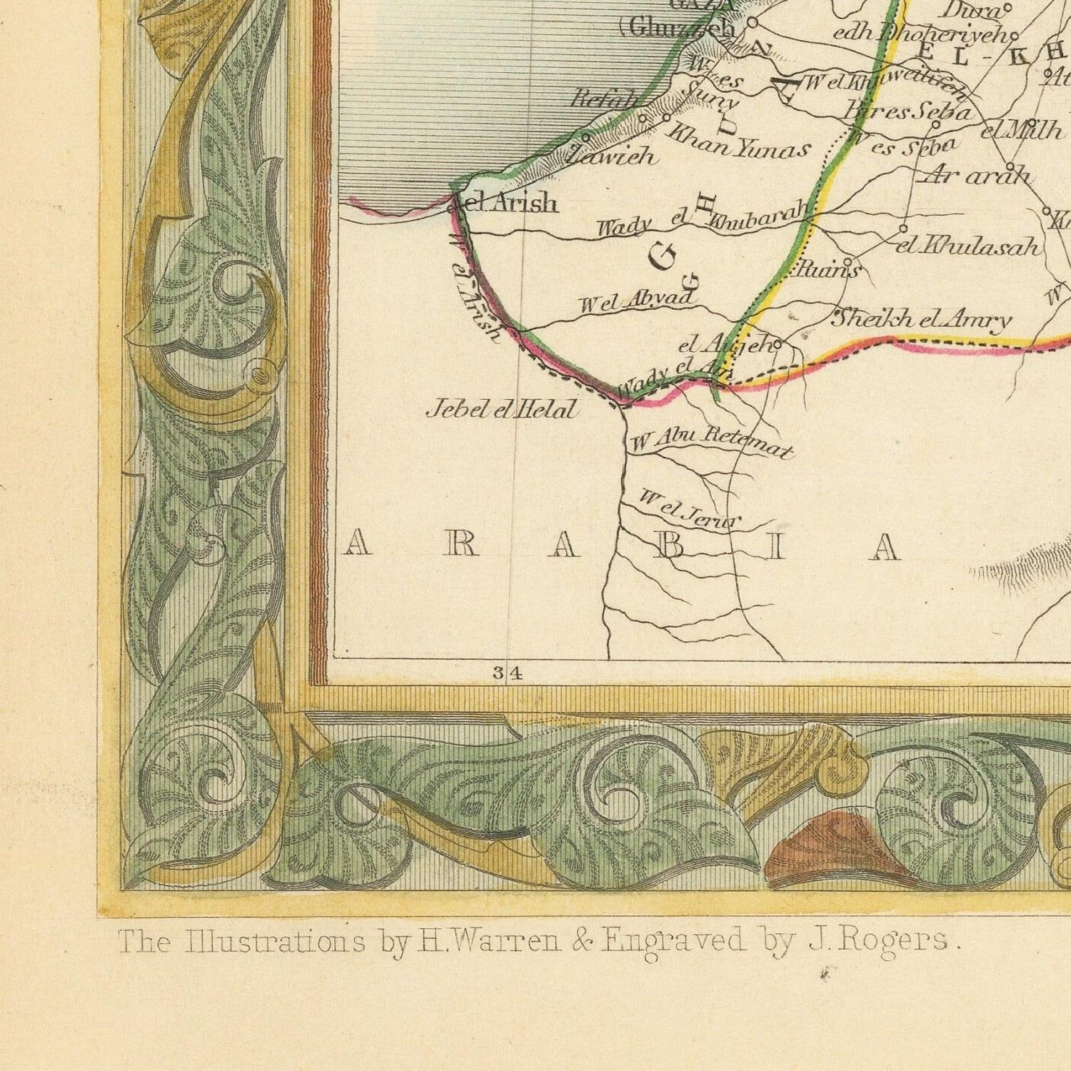 detail of the map from the bottom left corner