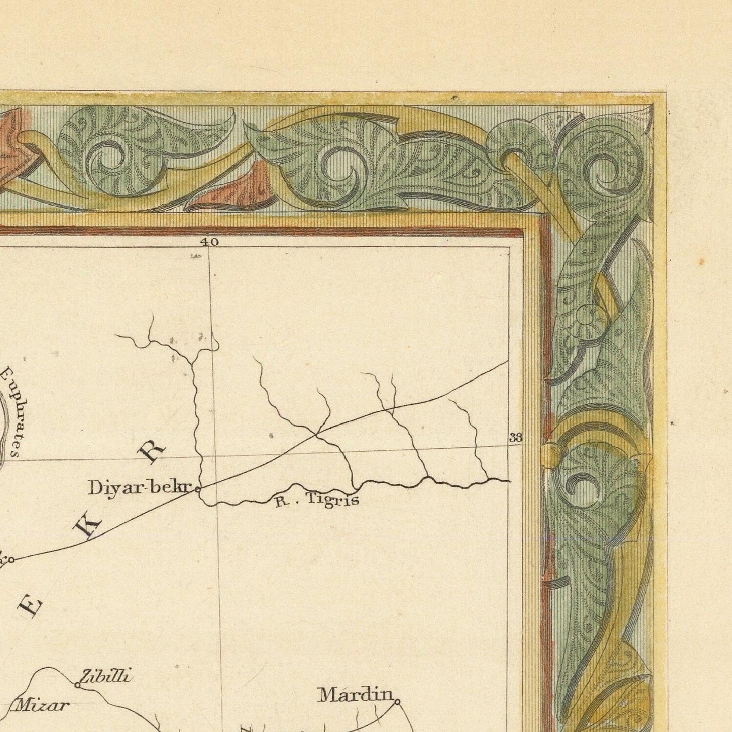 detail of the map from the top right corner