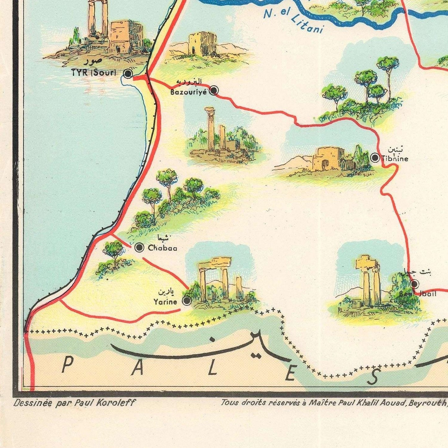 detail of the map from the bottom left corner