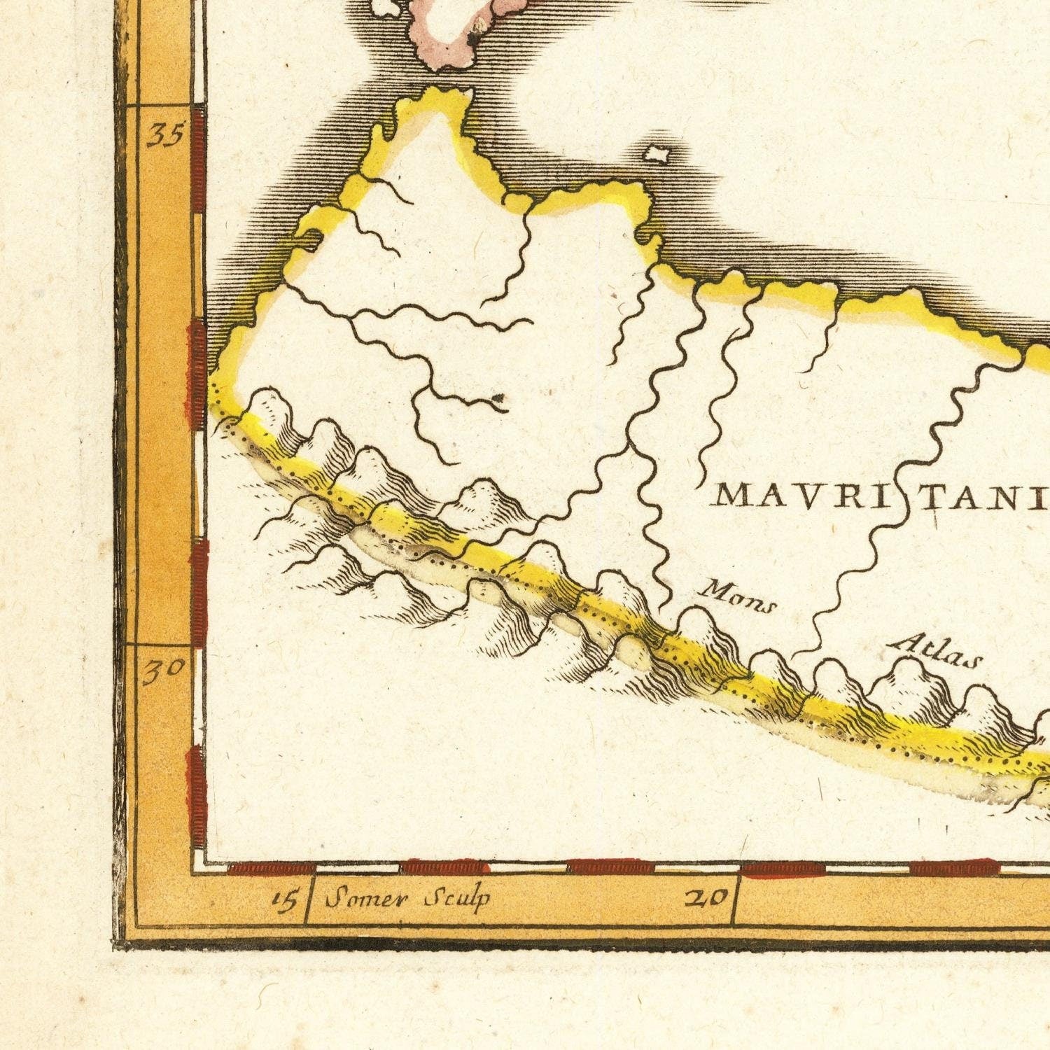 detail of the map from the bottom left corner