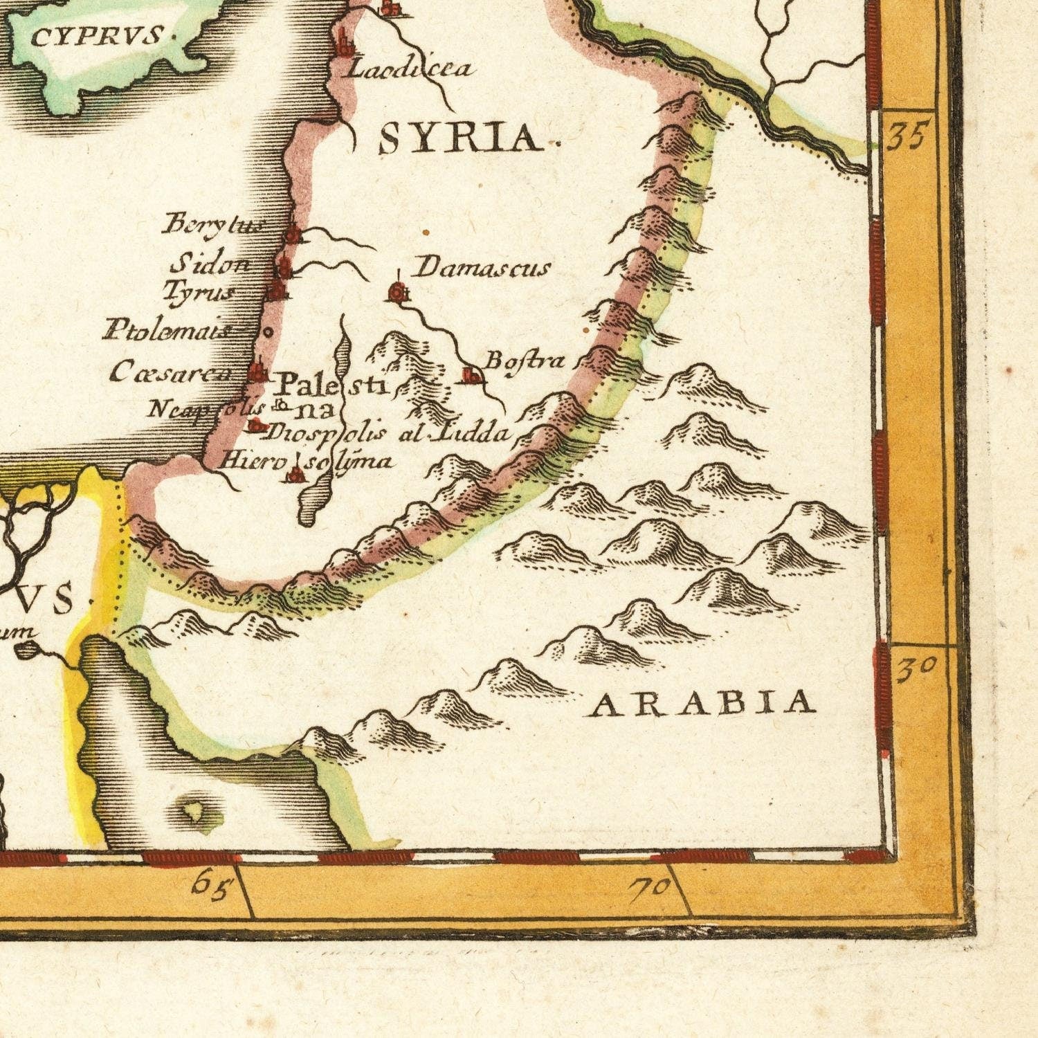 detail of the map from the bottom right corner