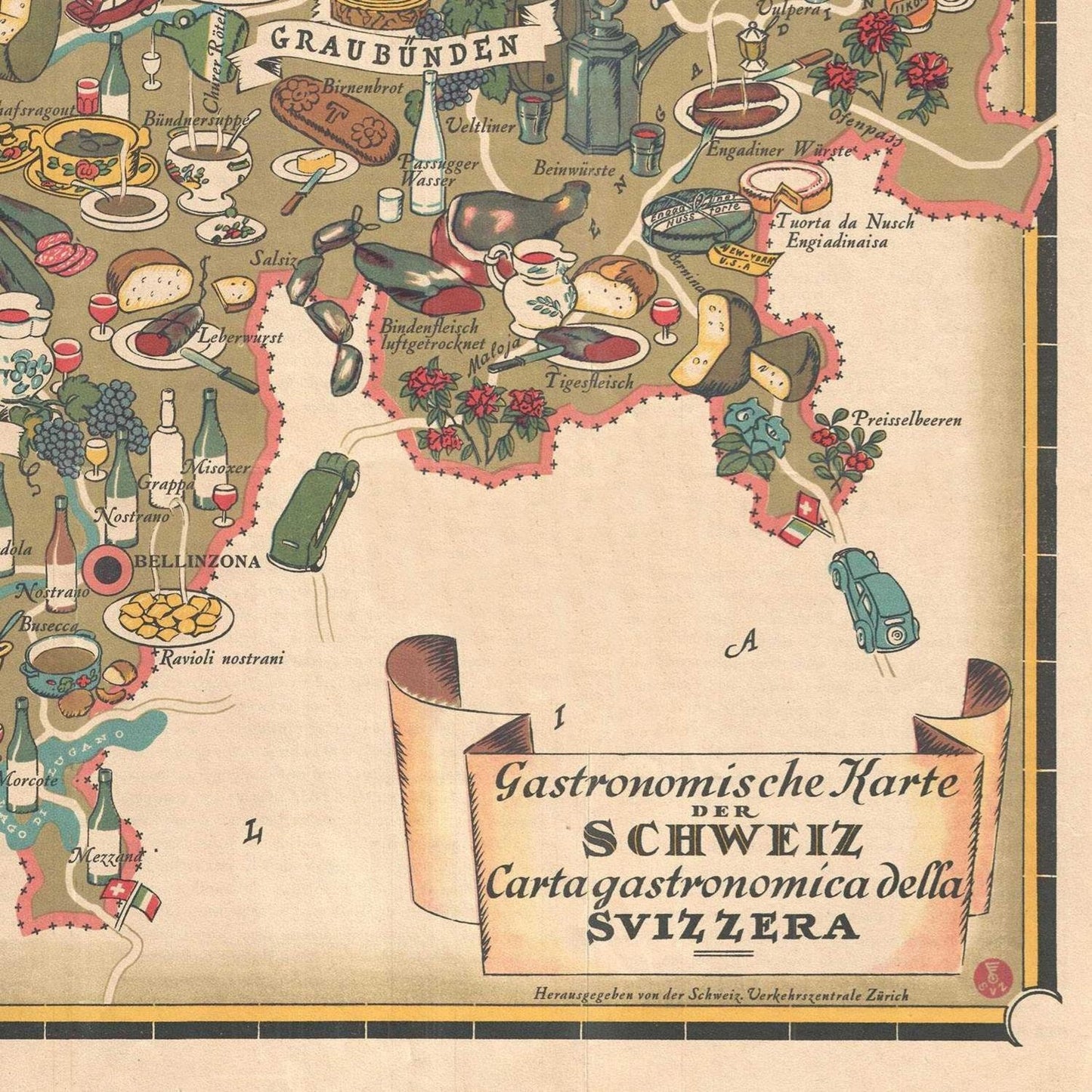 detail of the map from the bottom right corner