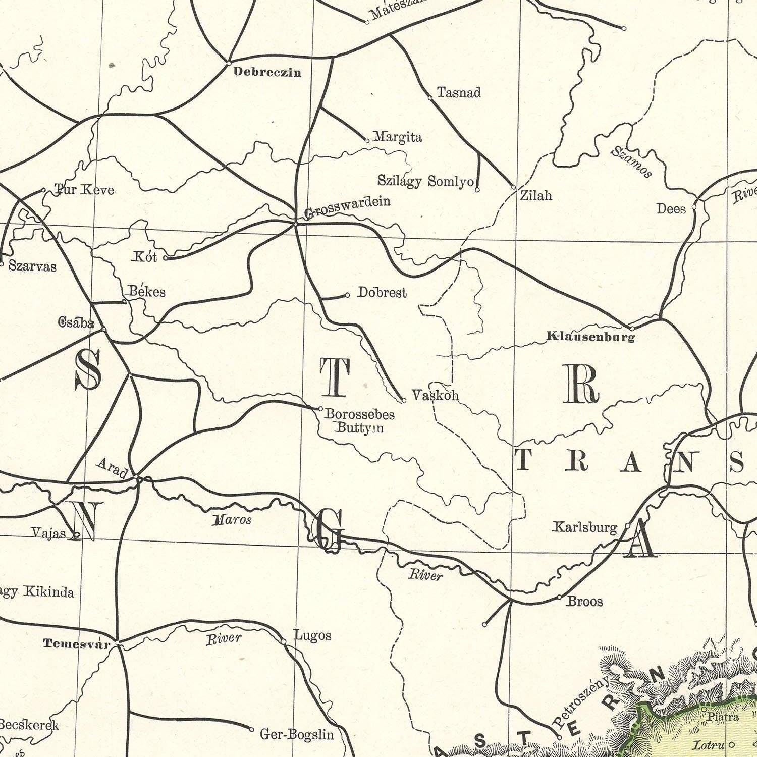 detail of the map from the centre left