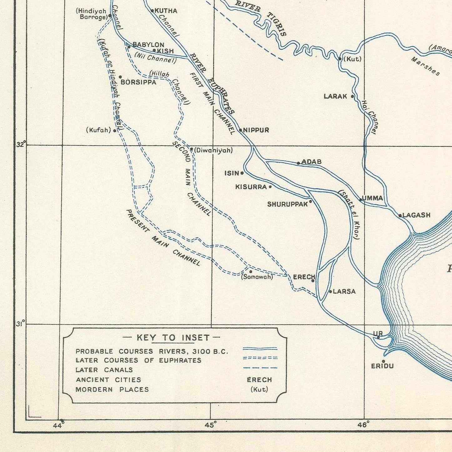 detail of the map from the bottom left corner