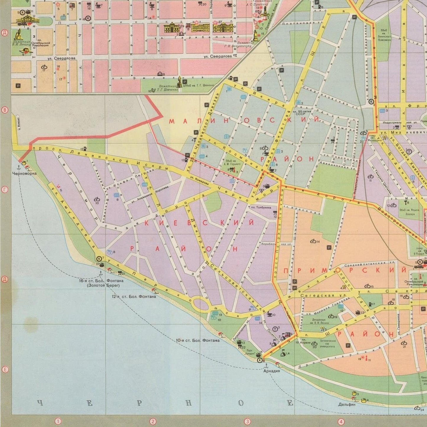 detail of the map from the bottom left corner