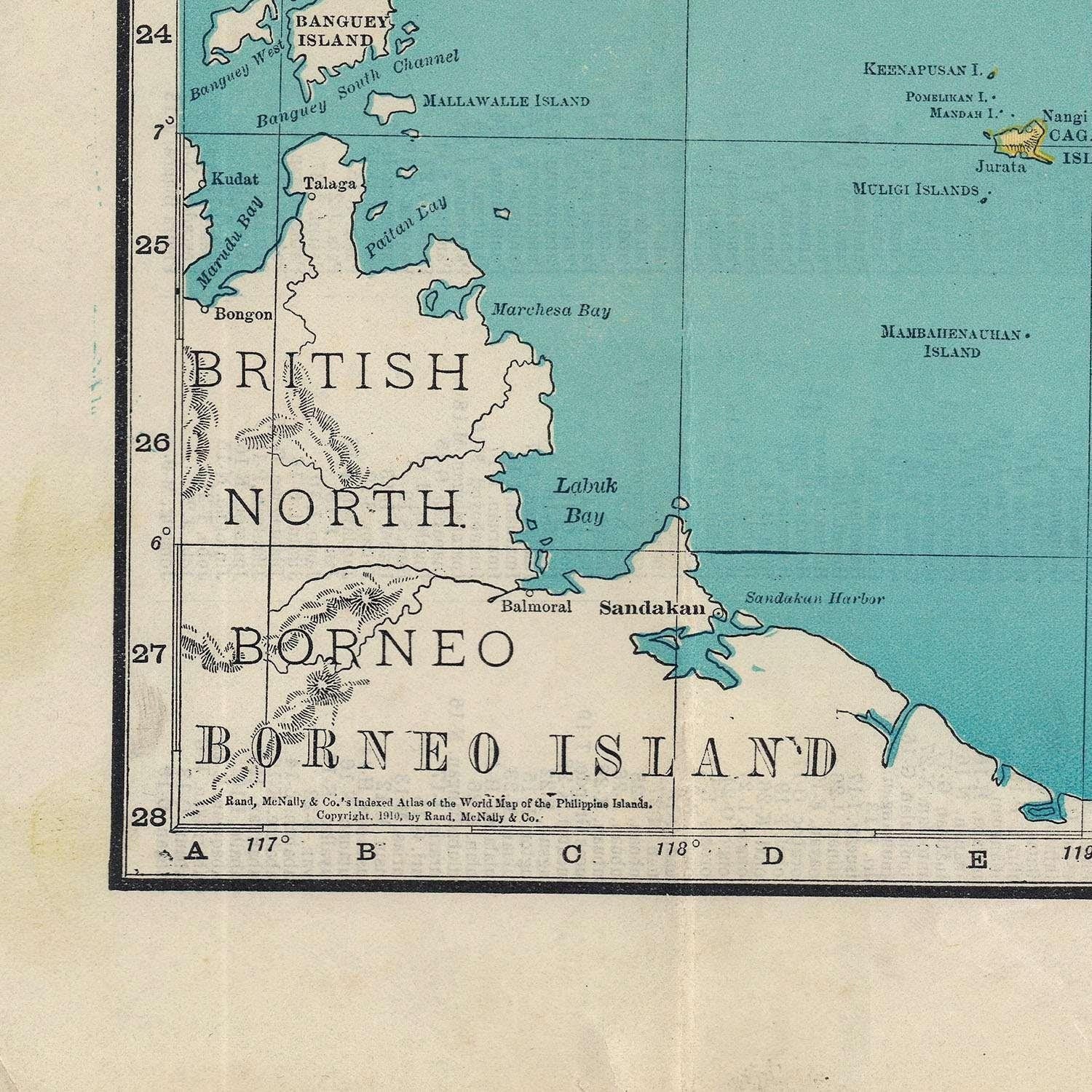 detail of the map from the bottom left corner