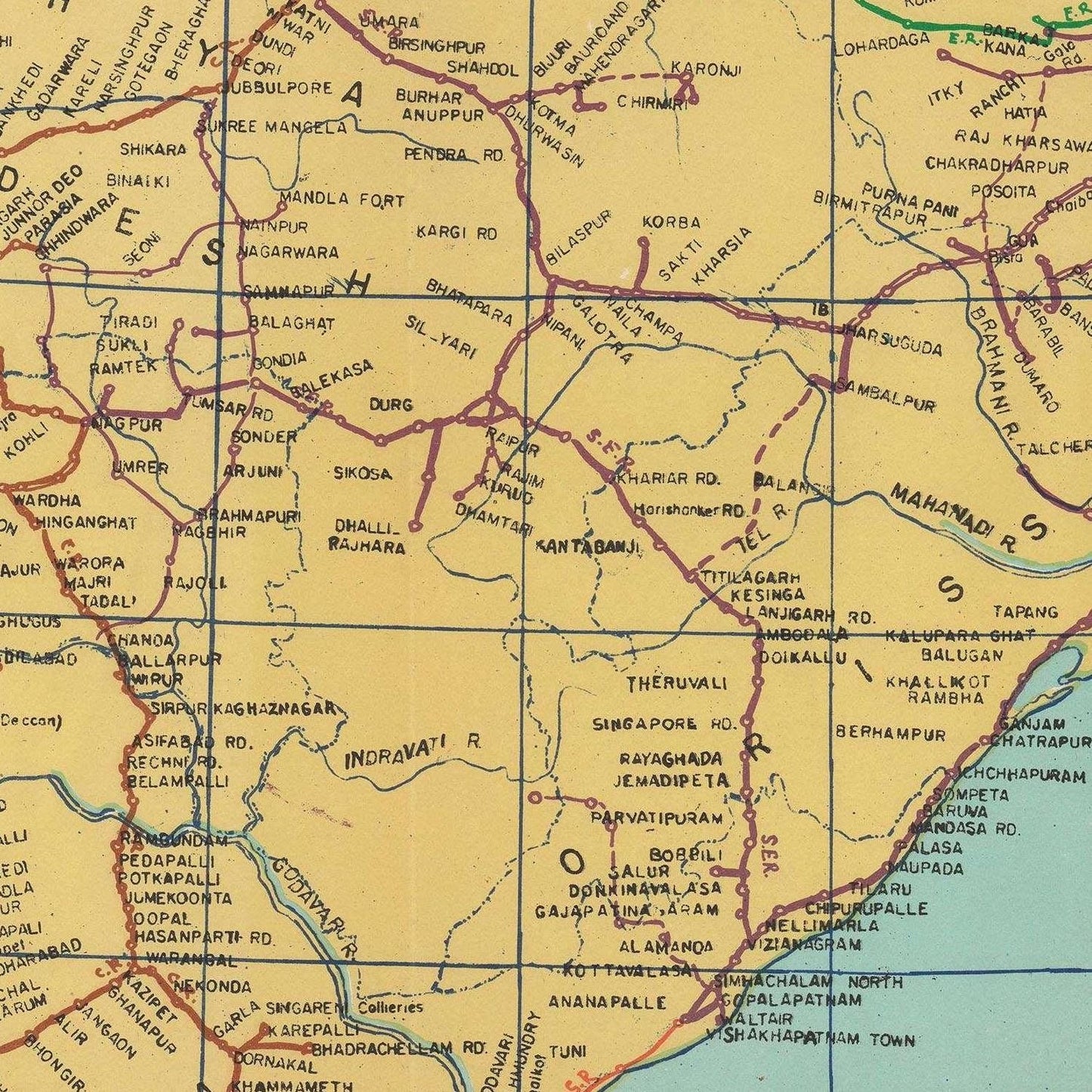 detail of the map from the centre 