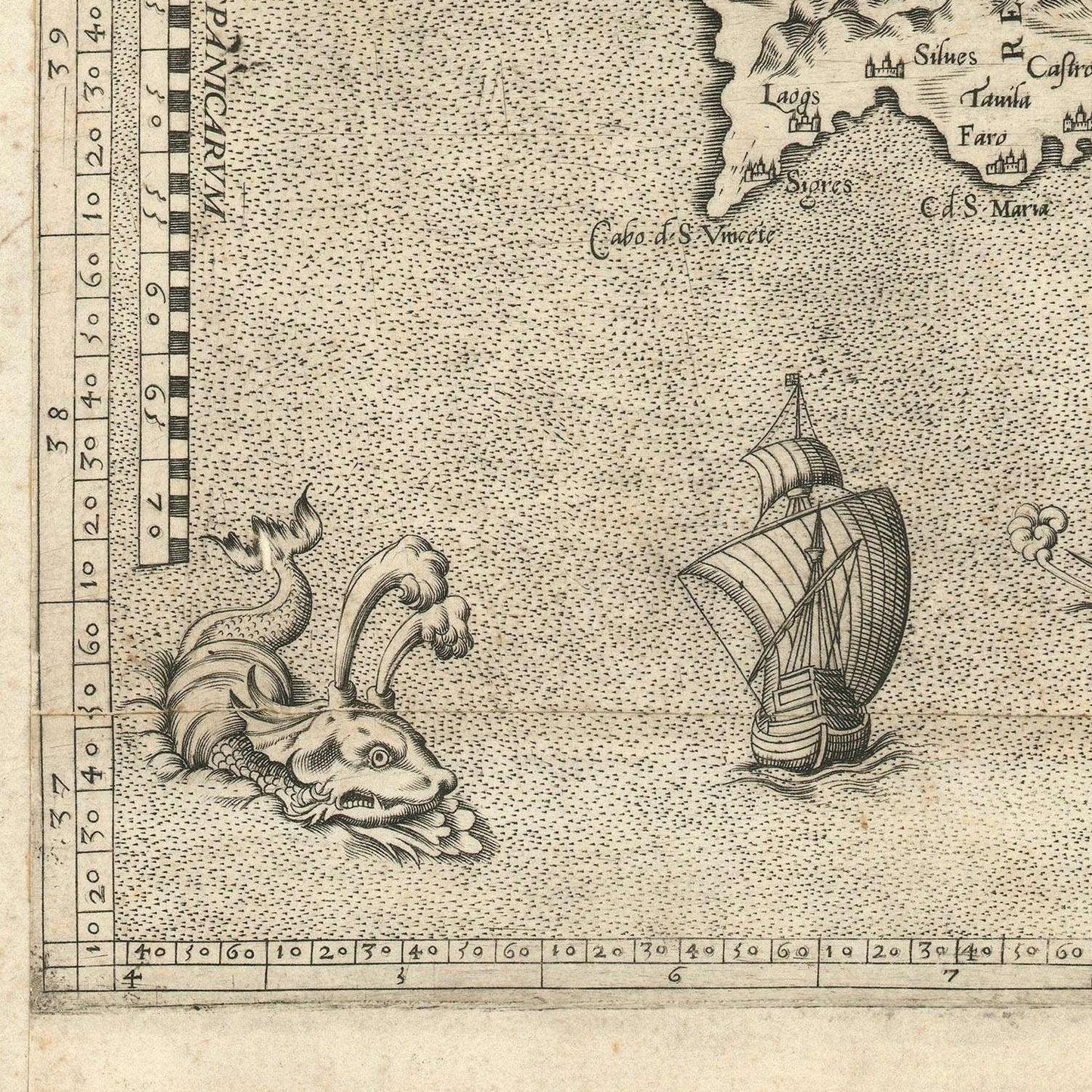 detail of the map from the bottom left corner