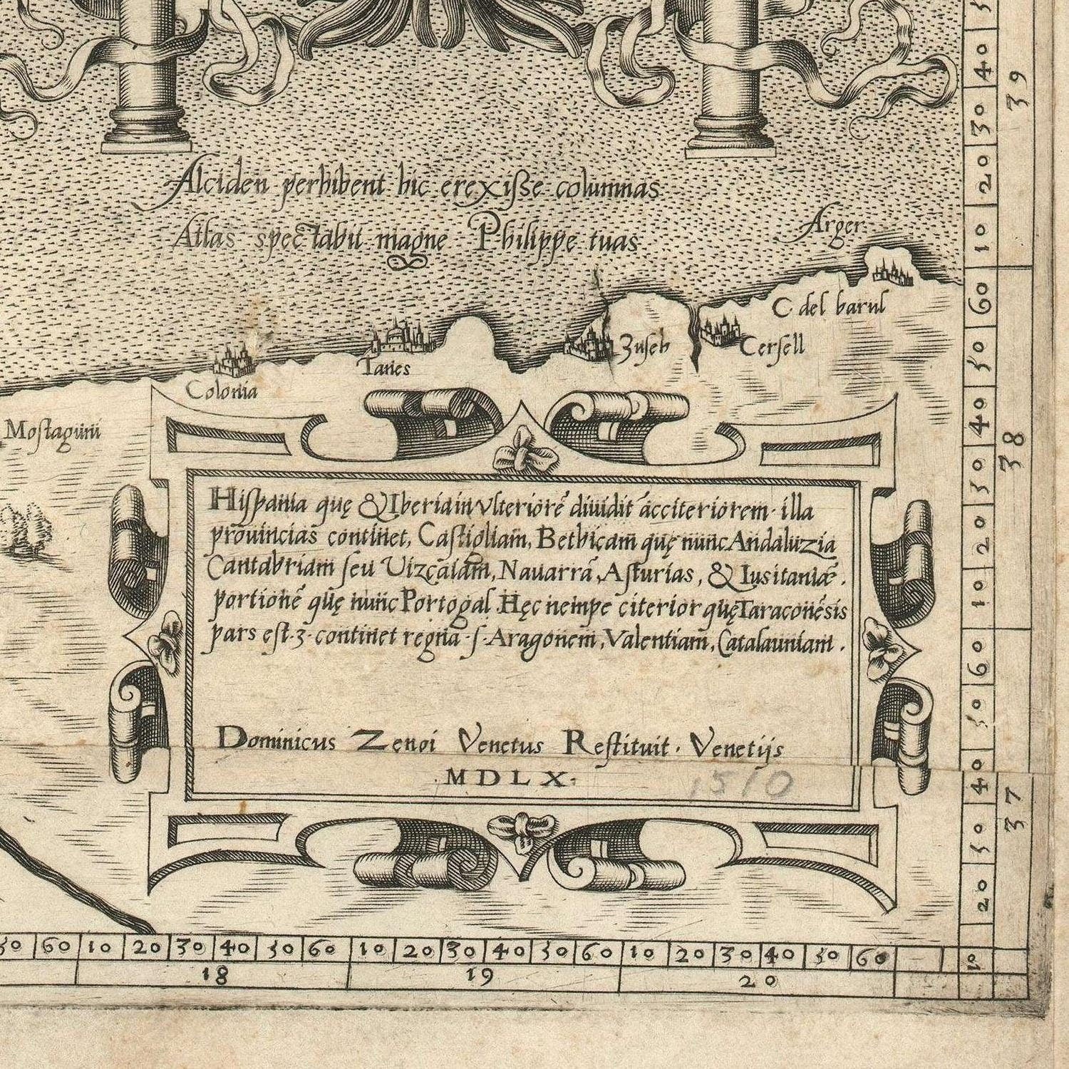 detail of the map from the bottom right corner