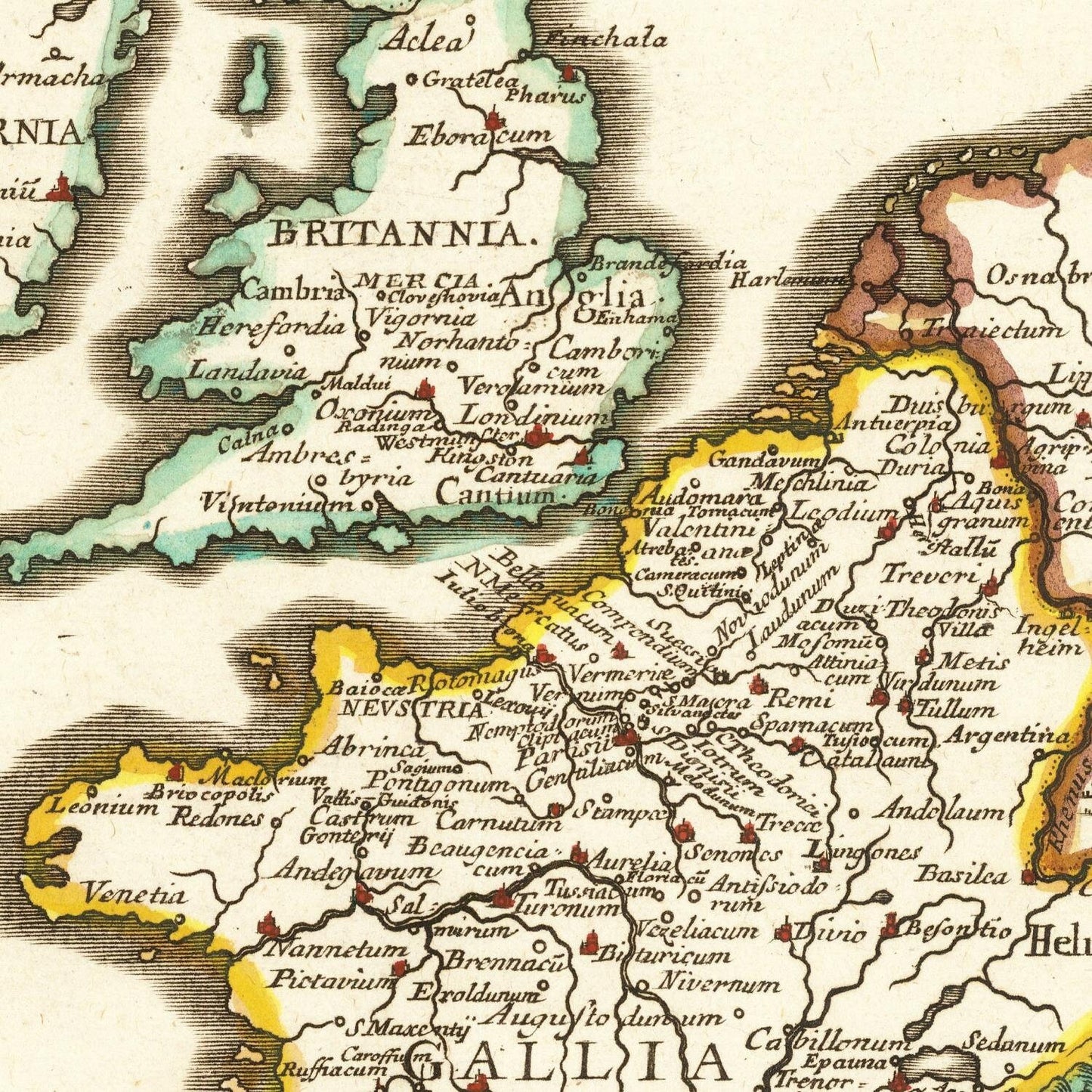 detail of the map from the centre left